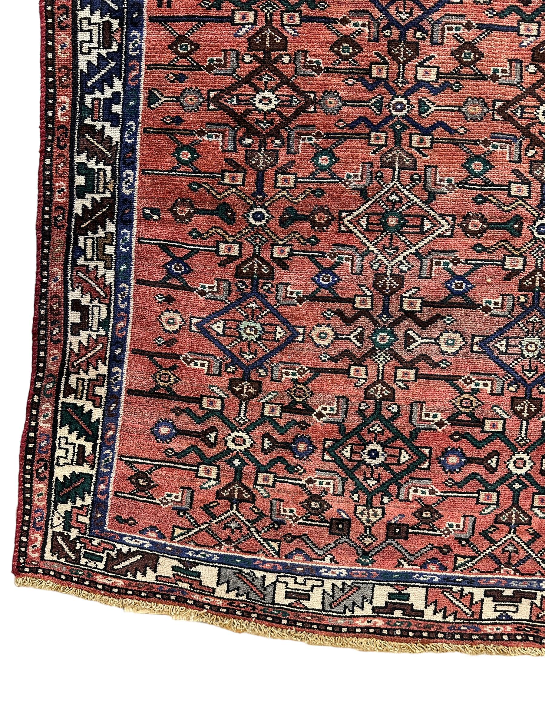 Hand Knotted Persian Hamadan Wide Runner Rug 3’6” x 9’10”