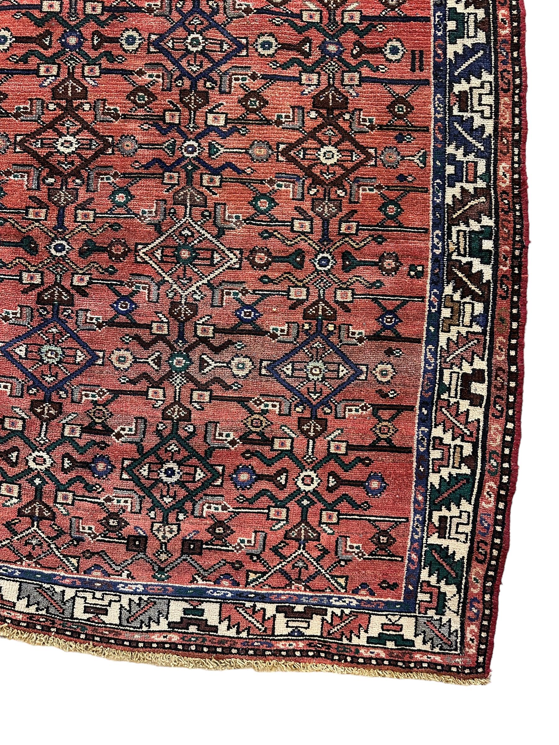 Hand Knotted Persian Hamadan Wide Runner Rug 3’6” x 9’10”