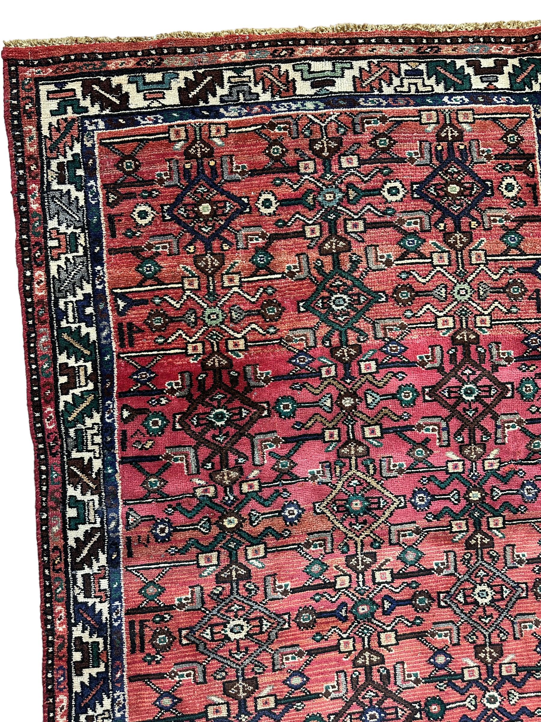 Hand Knotted Persian Hamadan Wide Runner Rug 3’6” x 9’10”