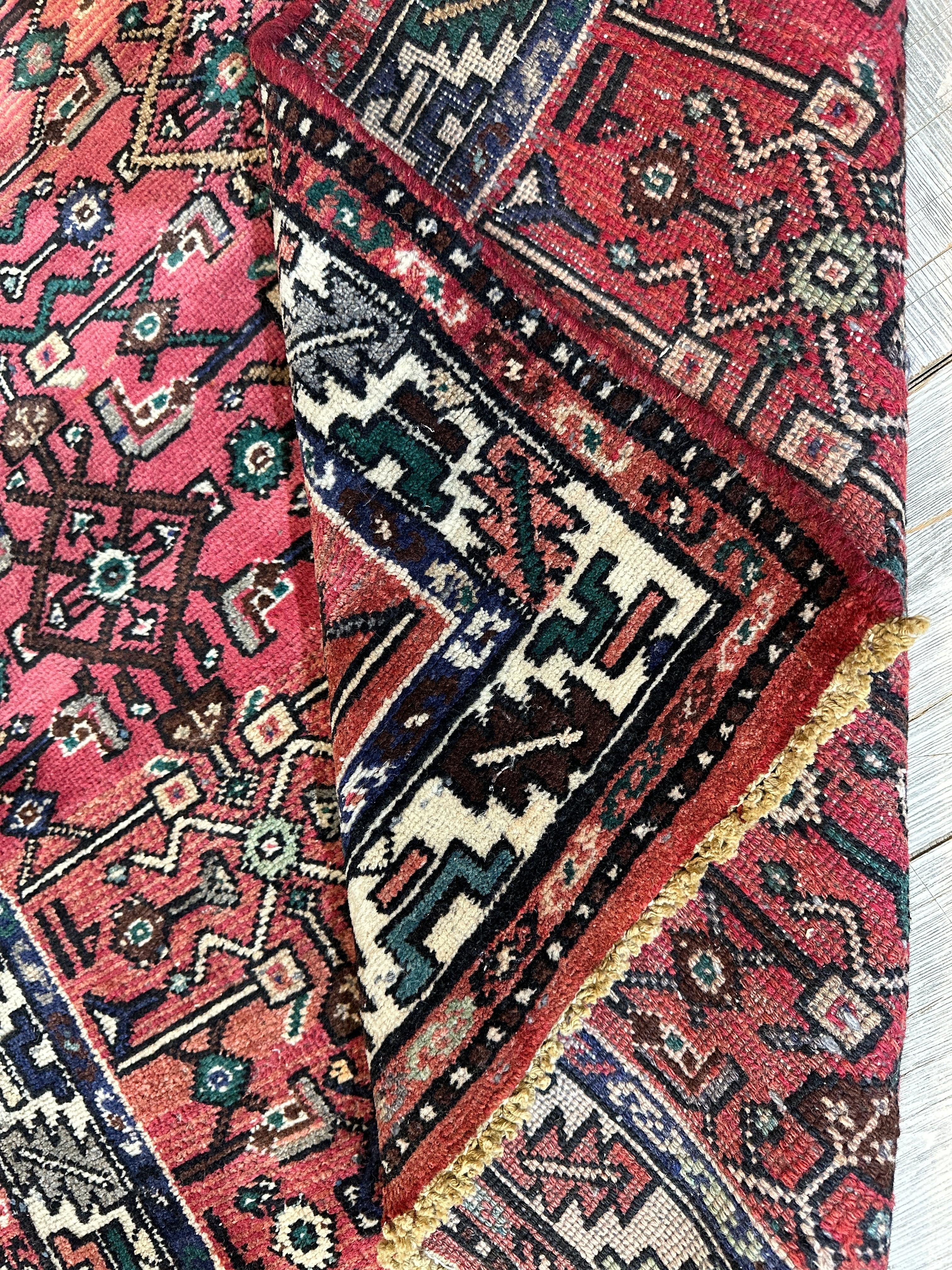 Hand Knotted Persian Hamadan Wide Runner Rug 3’6” x 9’10”