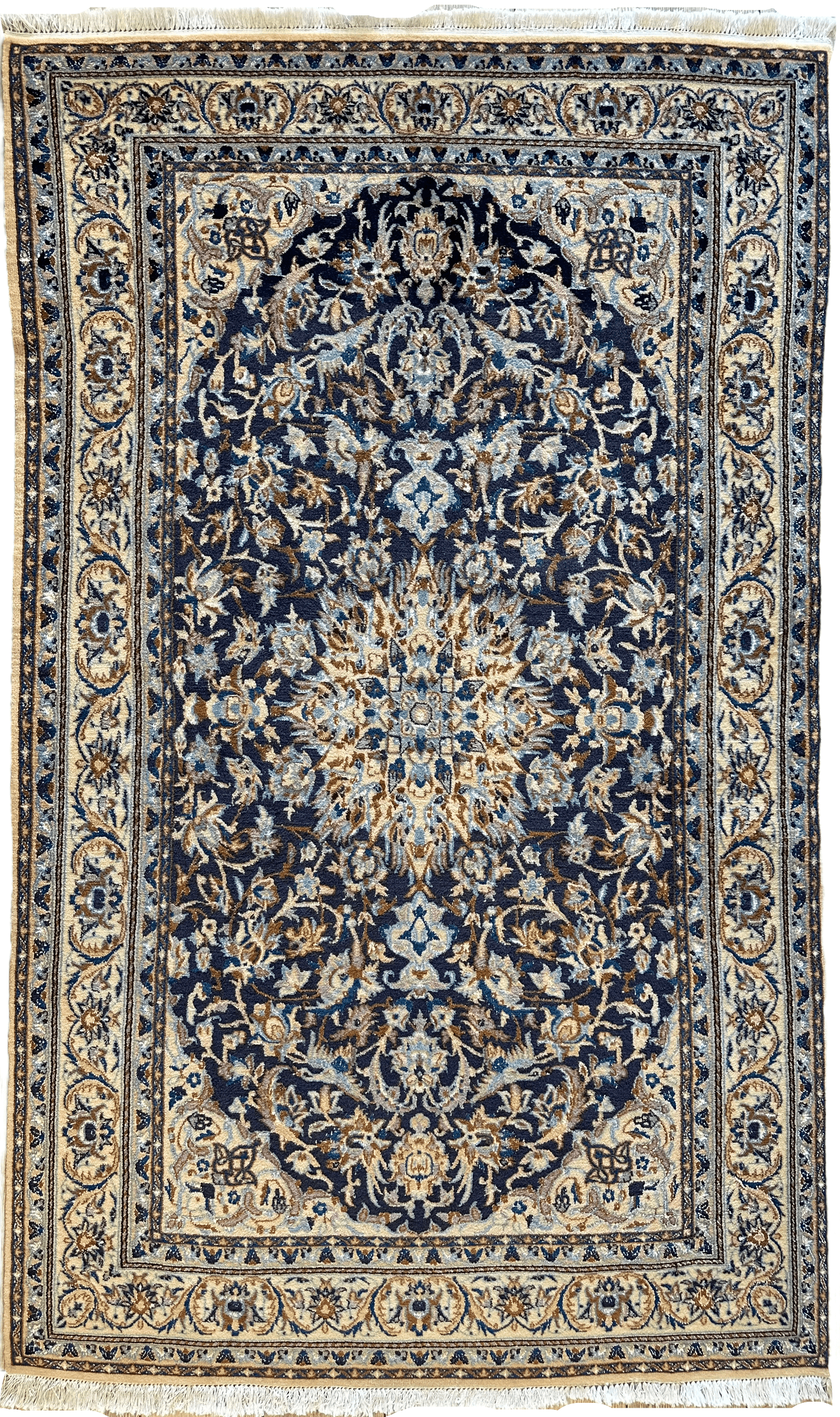 Hand-knotted Persian Nain 9La Wool & Silk Rug 3’10” x 6’7”