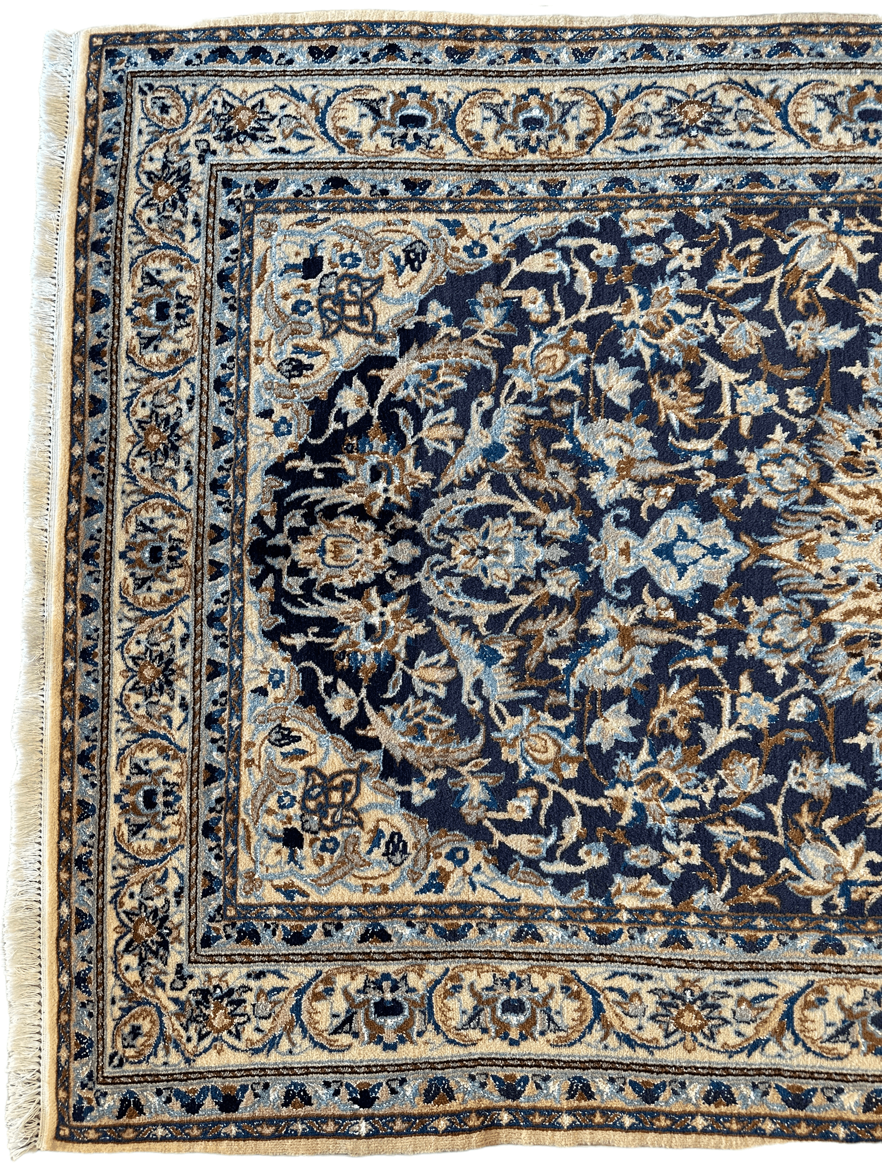 Hand-knotted Persian Nain 9La Wool & Silk Rug 3’10” x 6’7”