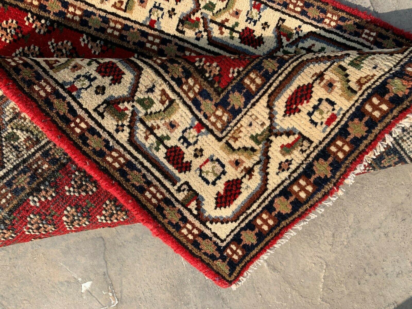 Hand Knotted Vintage Badam Gul Wool Area Rug 5x2 Ft