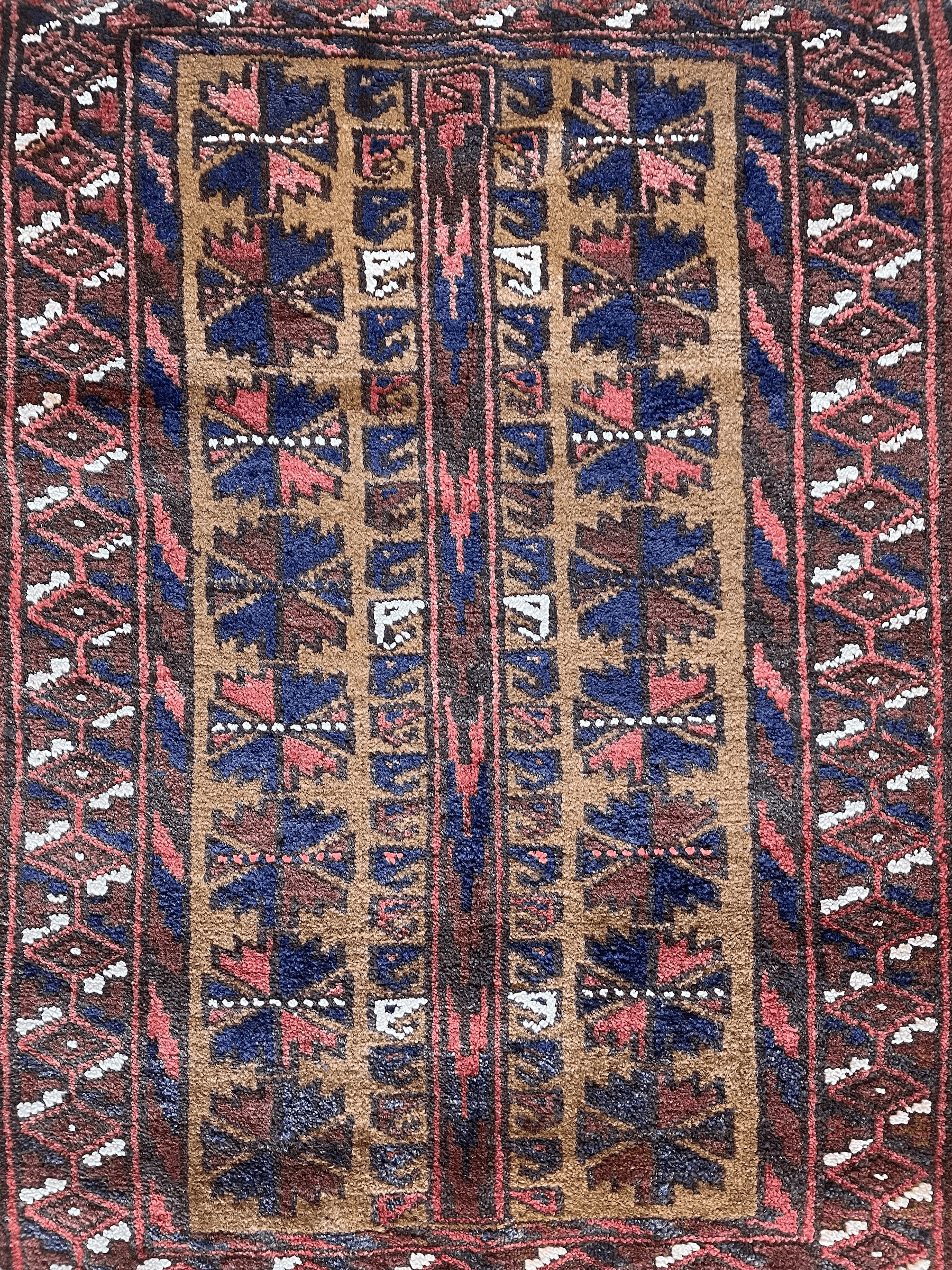 Hand Knotted Vintage Small Afghani Baluchi Wool Rug 20”x30”