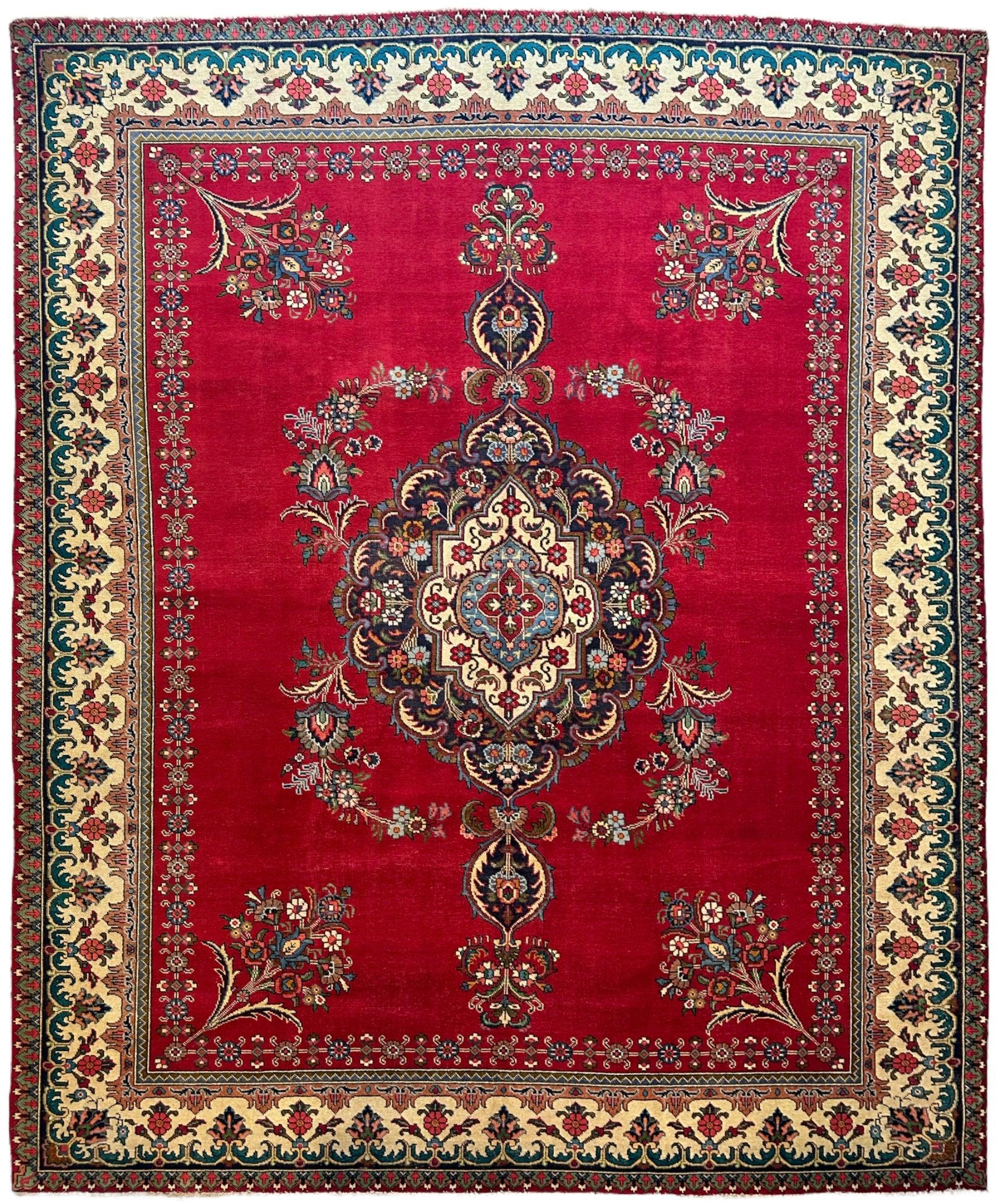 Hand Knotted Vintage Tabriz Wool Area Rug 10x13 Ft