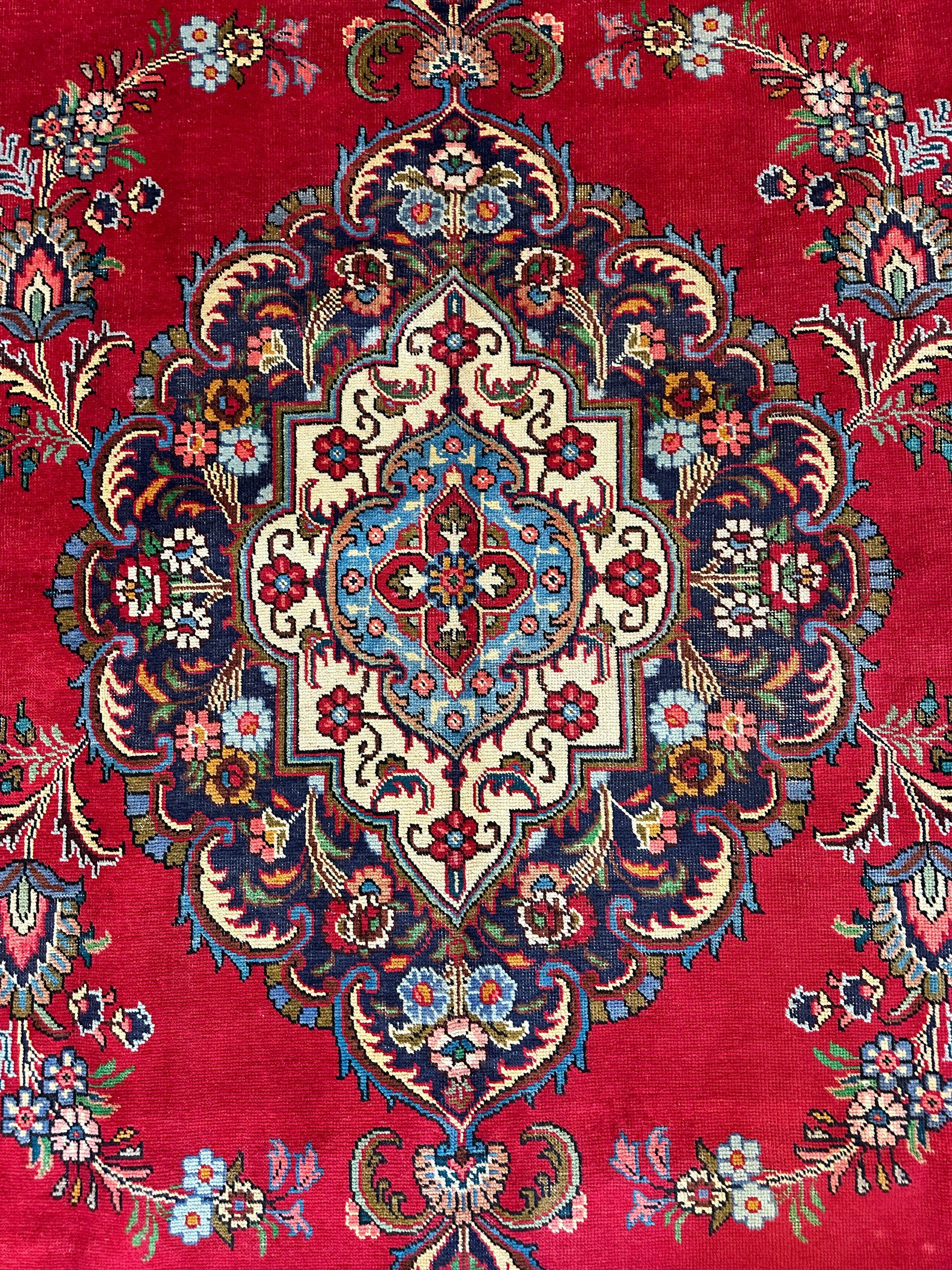 Hand Knotted Vintage Tabriz Wool Area Rug 10x13 Ft