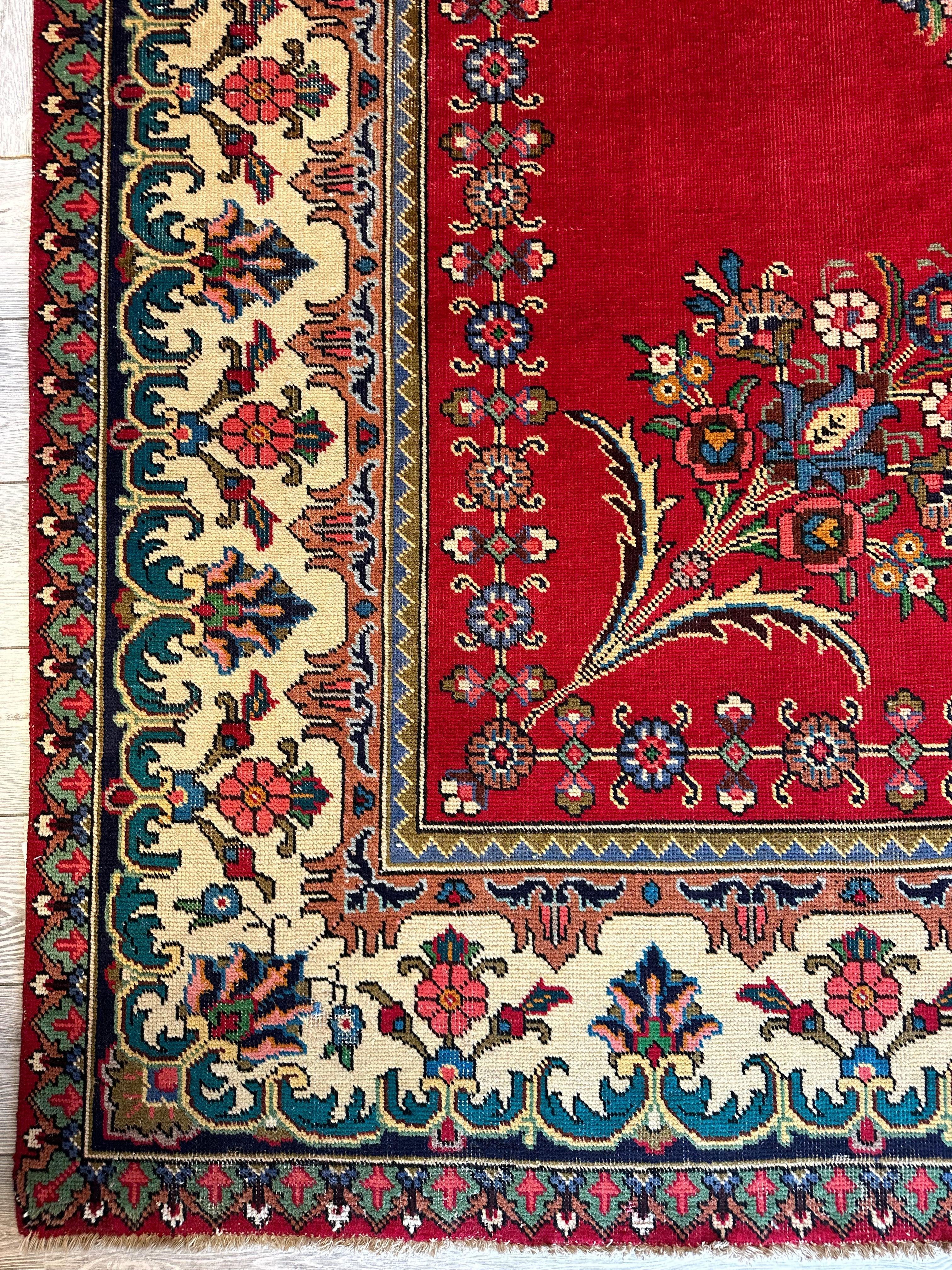 Hand Knotted Vintage Tabriz Wool Area Rug 10x13 Ft