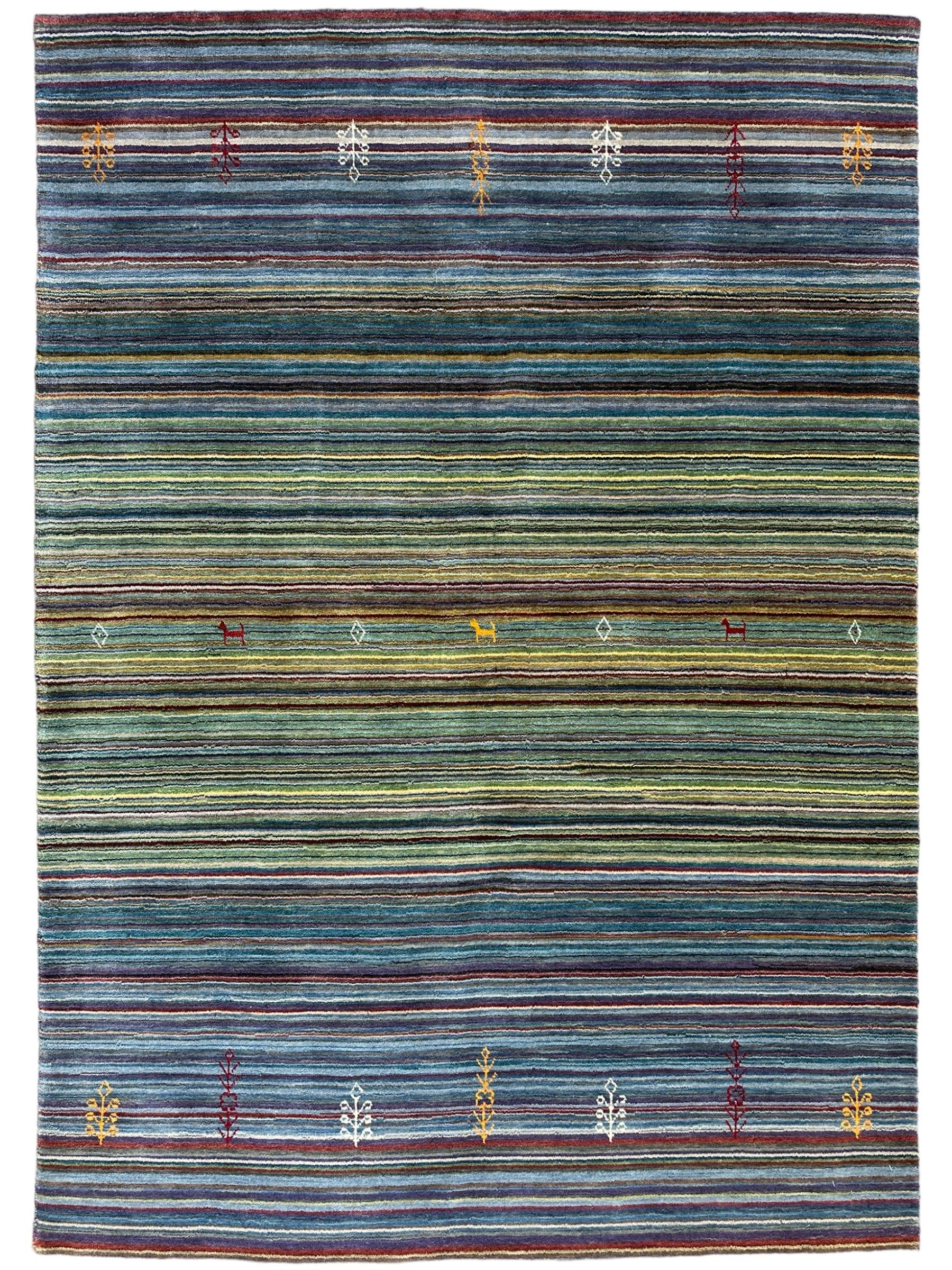 Hand-Woven Indo-Gabbeh Rug 4’10” x 6’10”