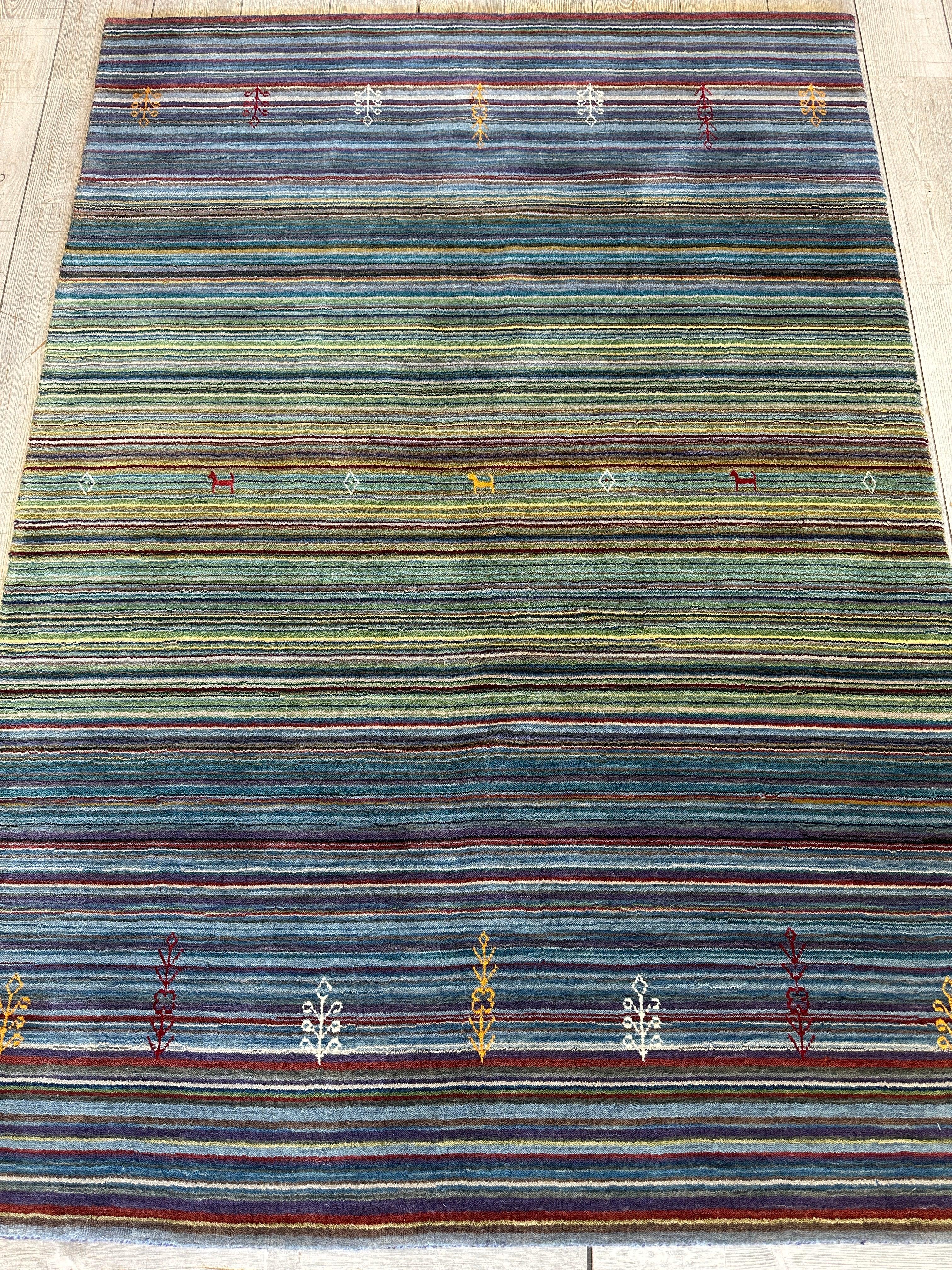 Hand-Woven Indo-Gabbeh Rug 4’10” x 6’10”