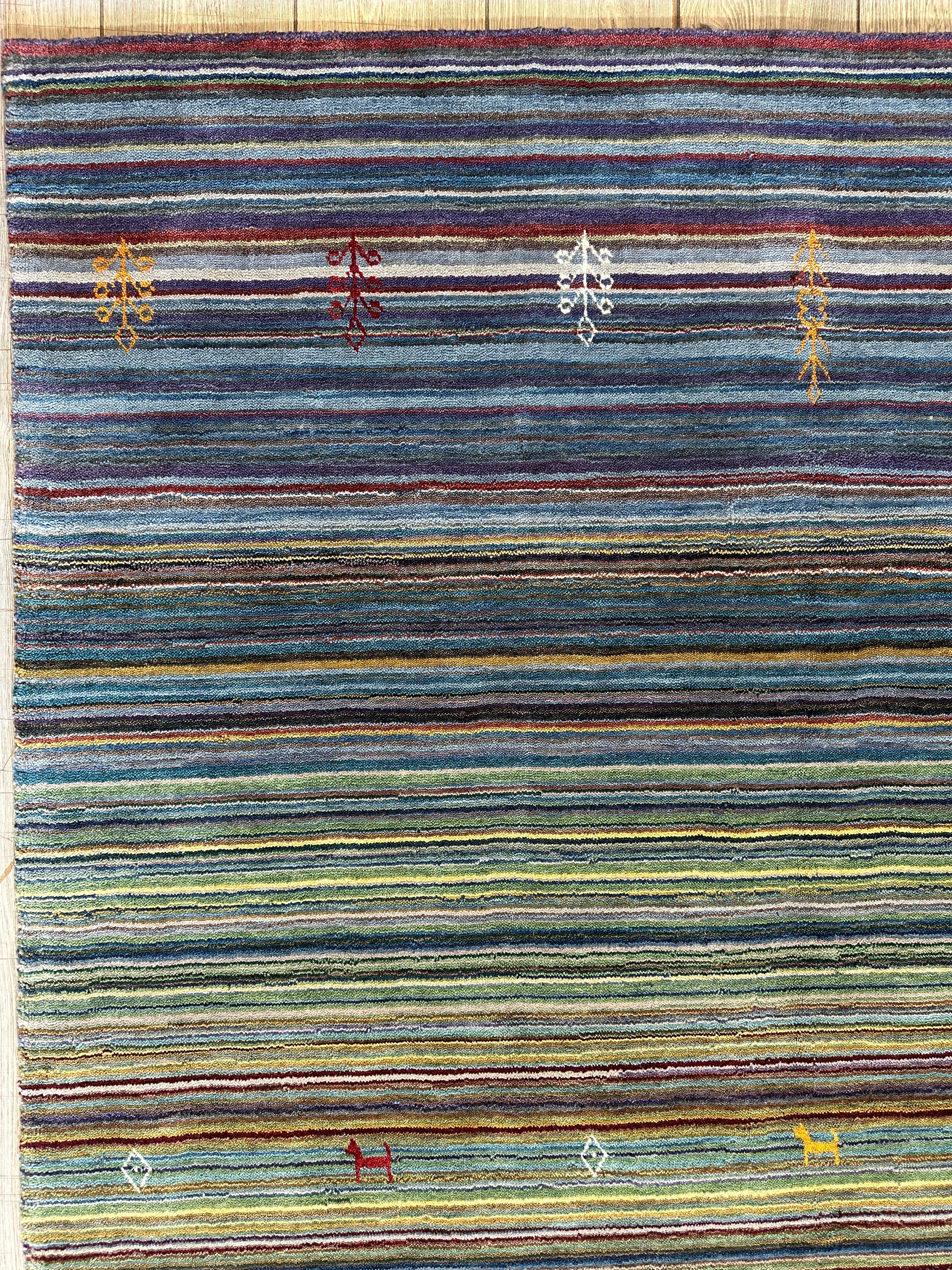 Hand-Woven Indo-Gabbeh Rug 4’10” x 6’10”