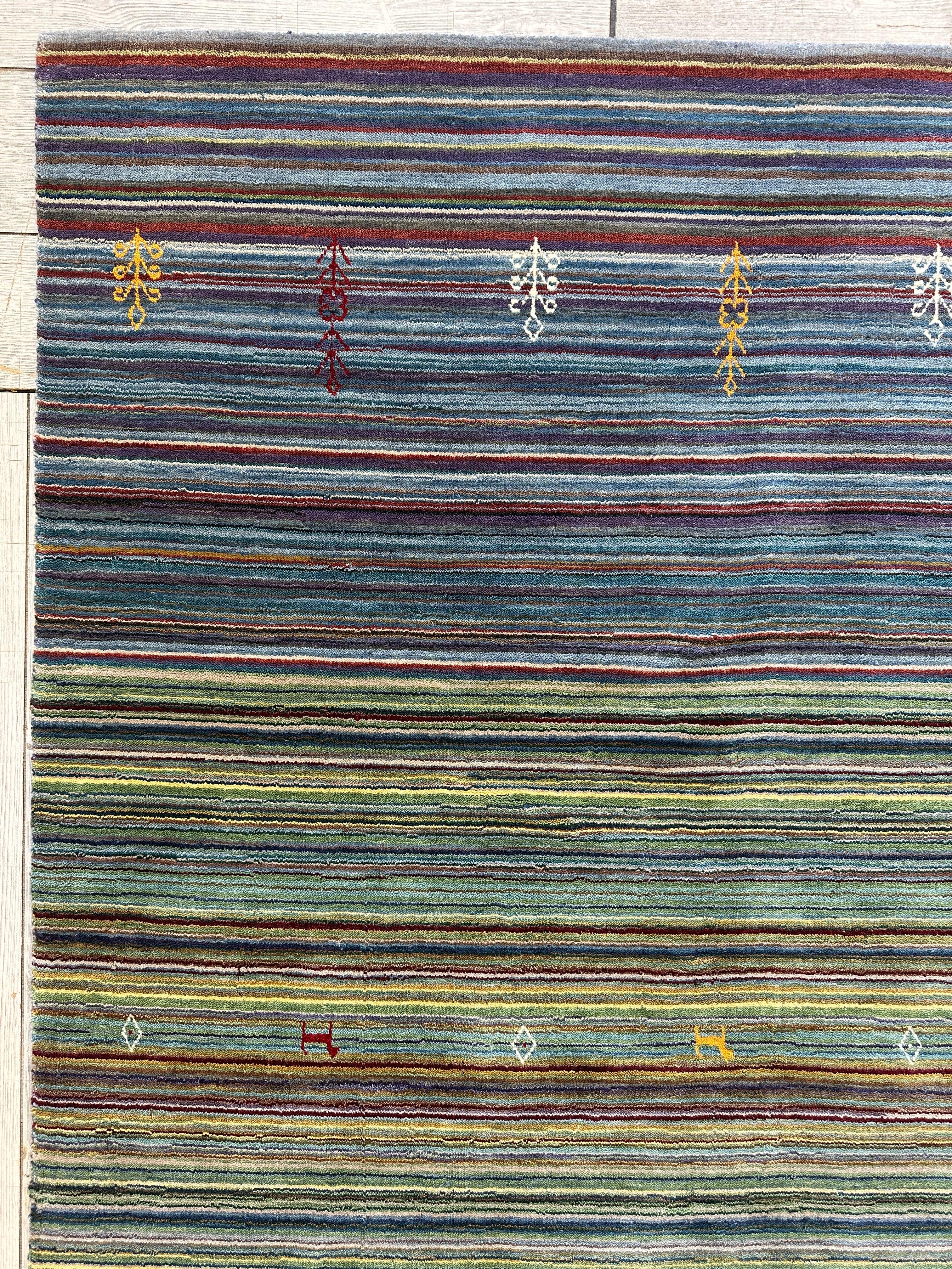 Hand-Woven Indo-Gabbeh Rug 4’10” x 6’10”