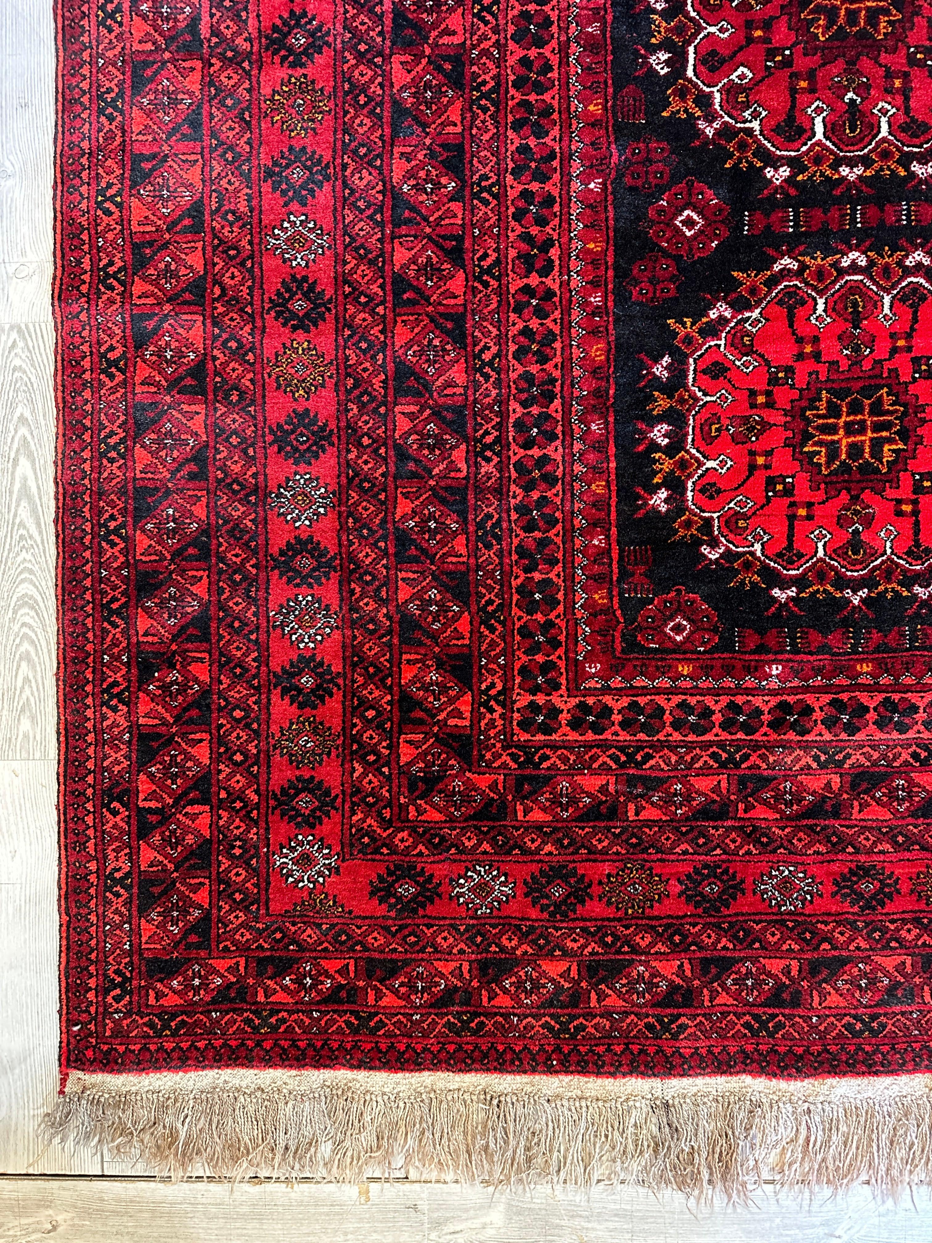 Handmade Afghani Turkoman Area Rug 7’2” x 9’6”