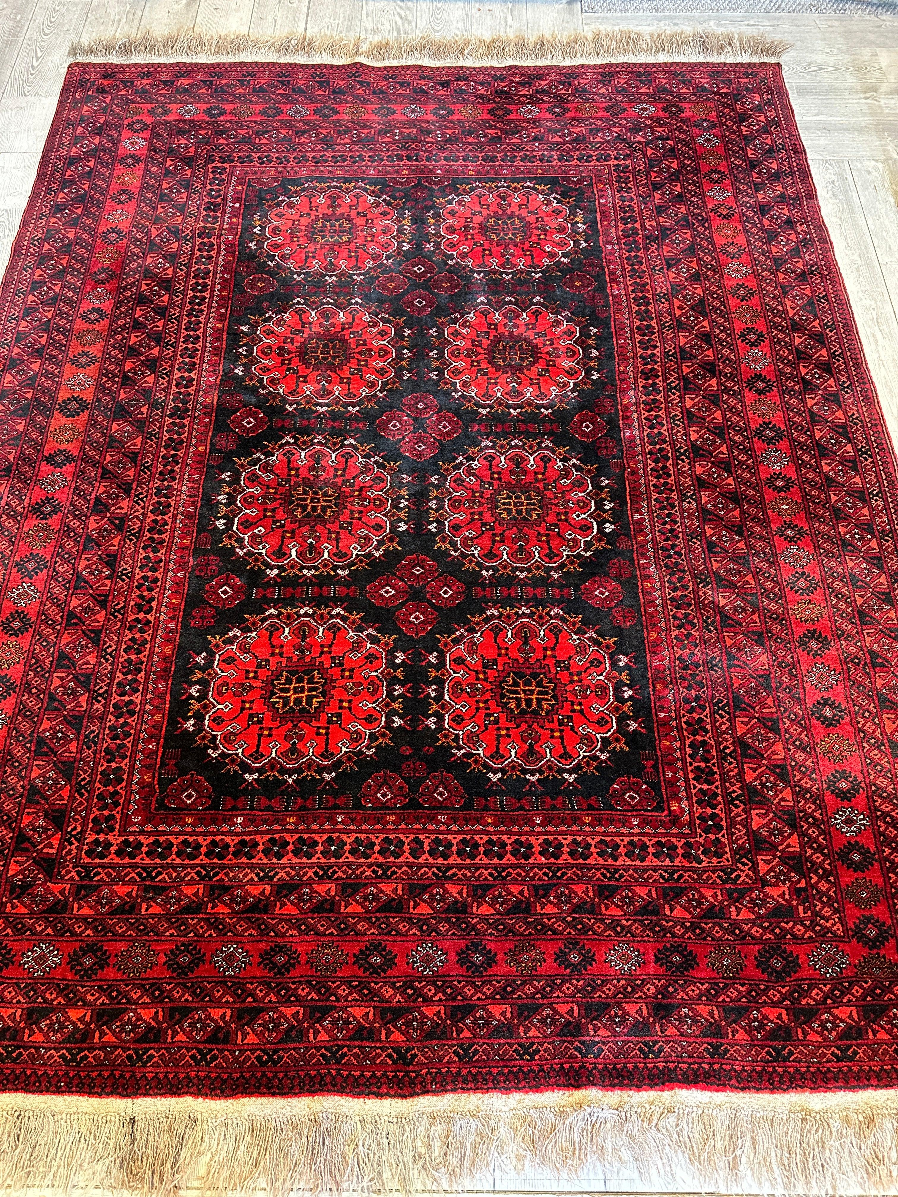 Handmade Afghani Turkoman Area Rug 7’2” x 9’6”