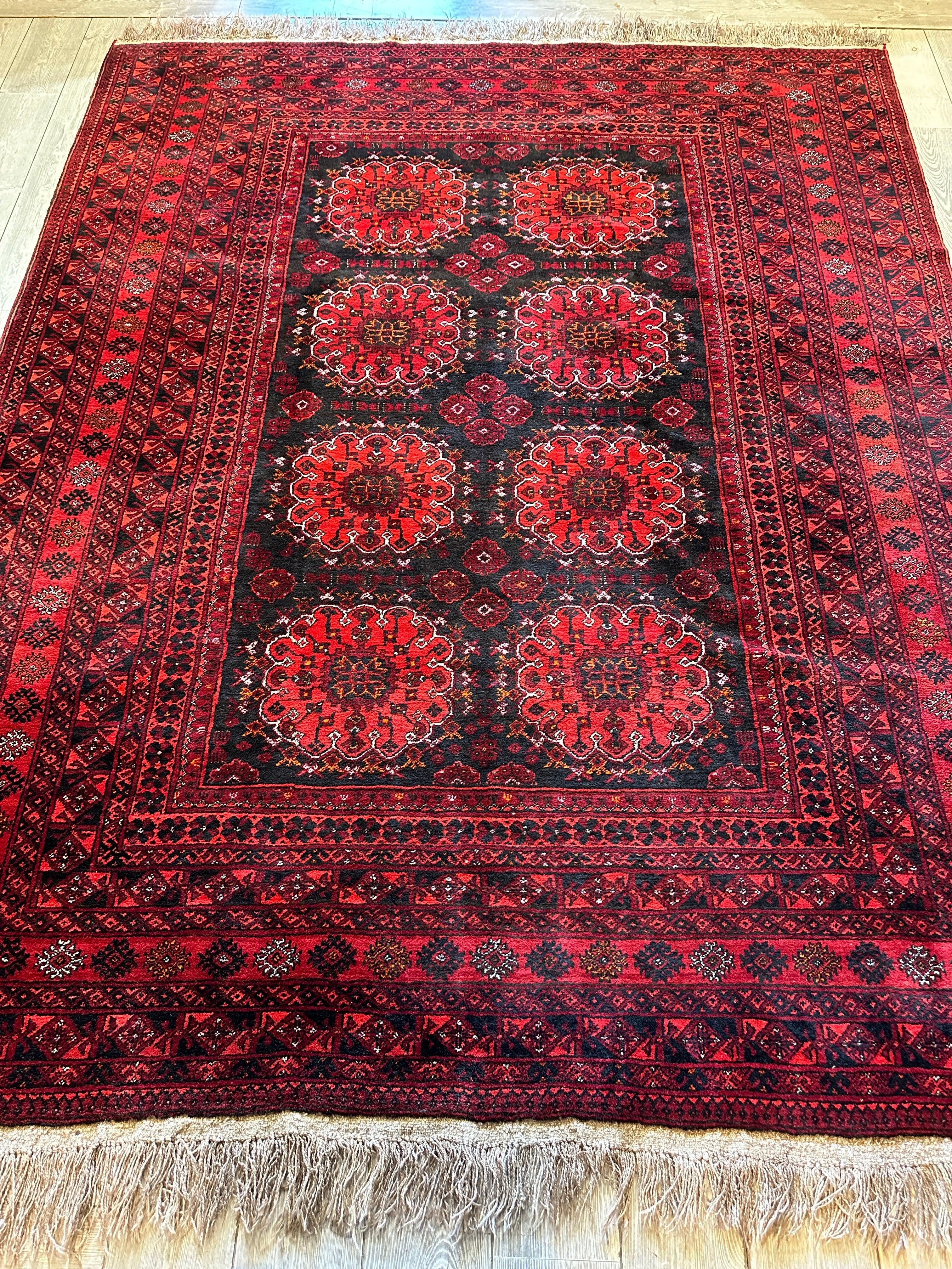 Handmade Afghani Turkoman Area Rug 7’2” x 9’6”