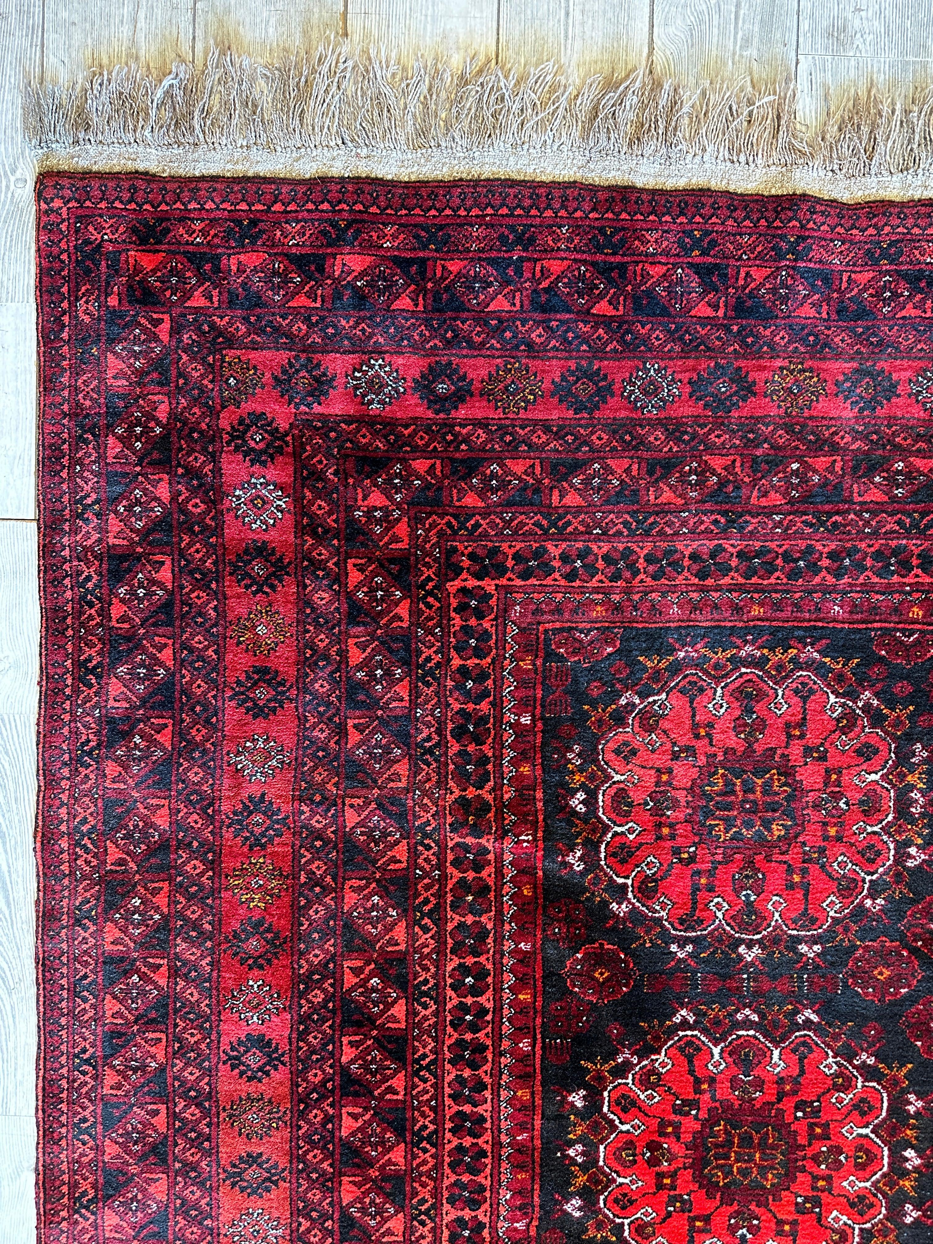 Handmade Afghani Turkoman Area Rug 7’2” x 9’6”