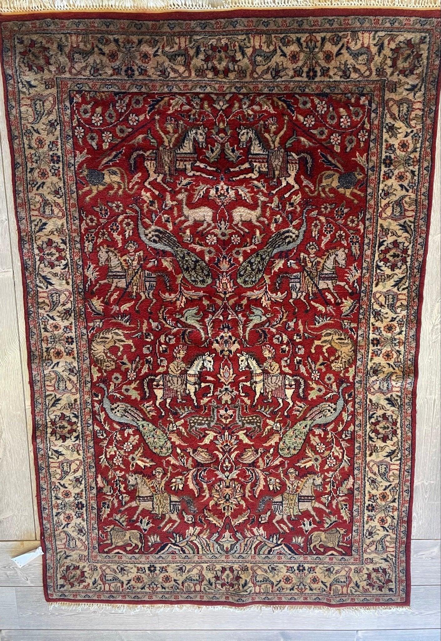 Handmade Pictorial Tabriz Area Rug 4x6 Ft