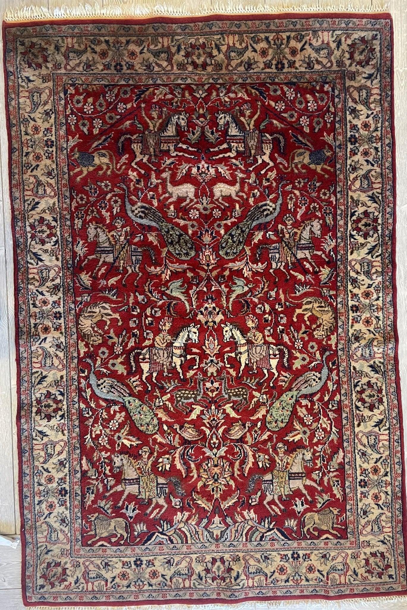 Handmade Pictorial Tabriz Area Rug 4x6 Ft