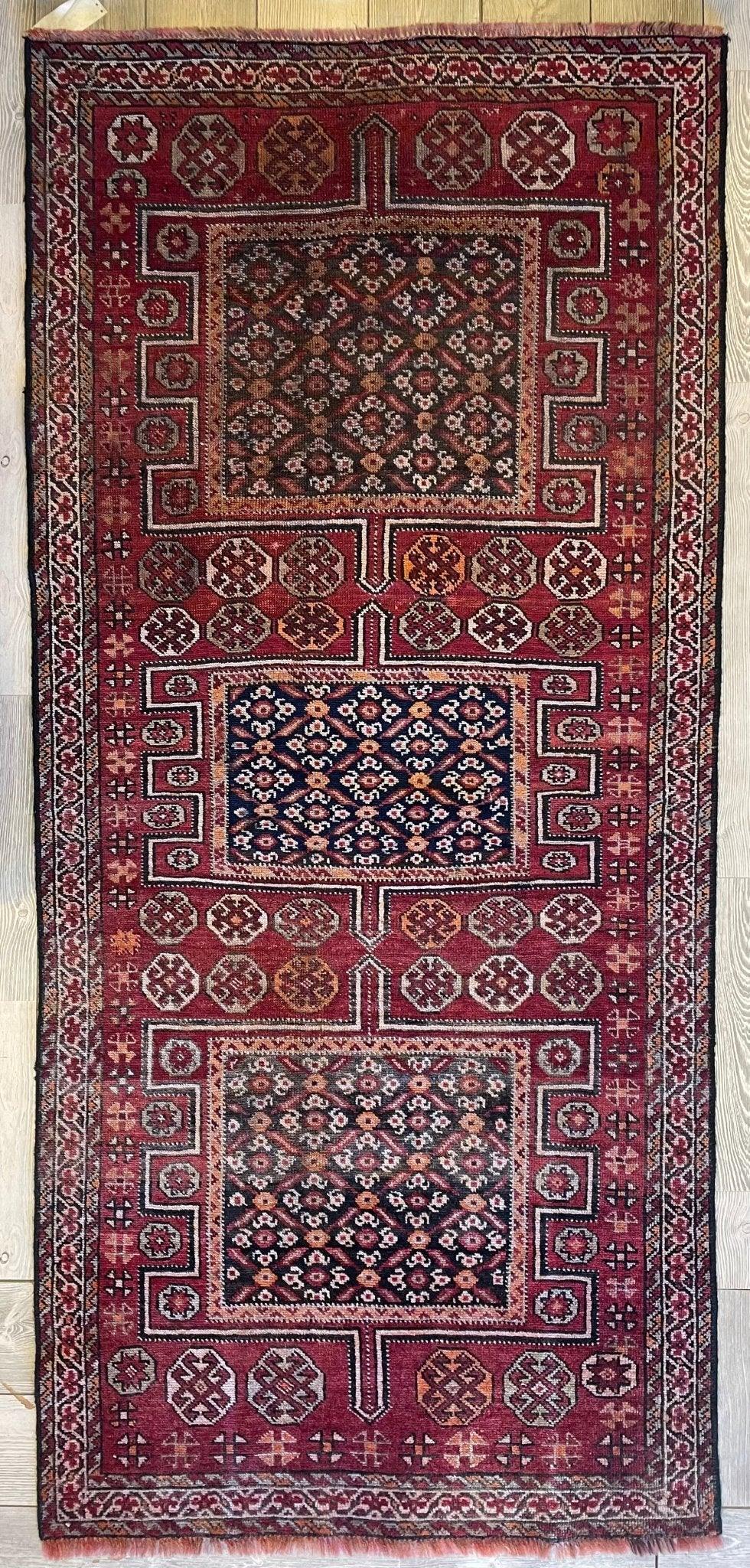 Handmade Vintage Kurdish Quchan Rug 7'8'' x 3'7''