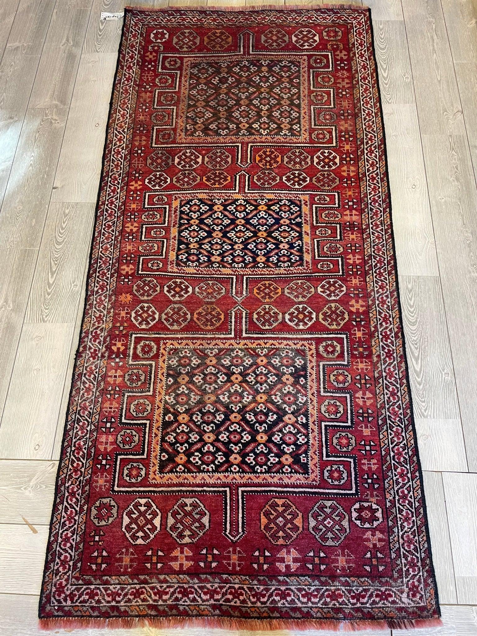 Handmade Vintage Kurdish Quchan Rug 7'8'' x 3'7''