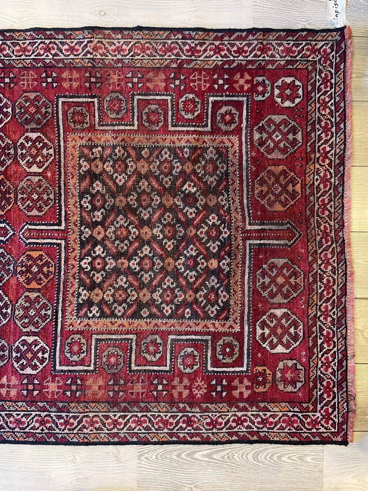 Handmade Vintage Kurdish Quchan Rug 7'8'' x 3'7''