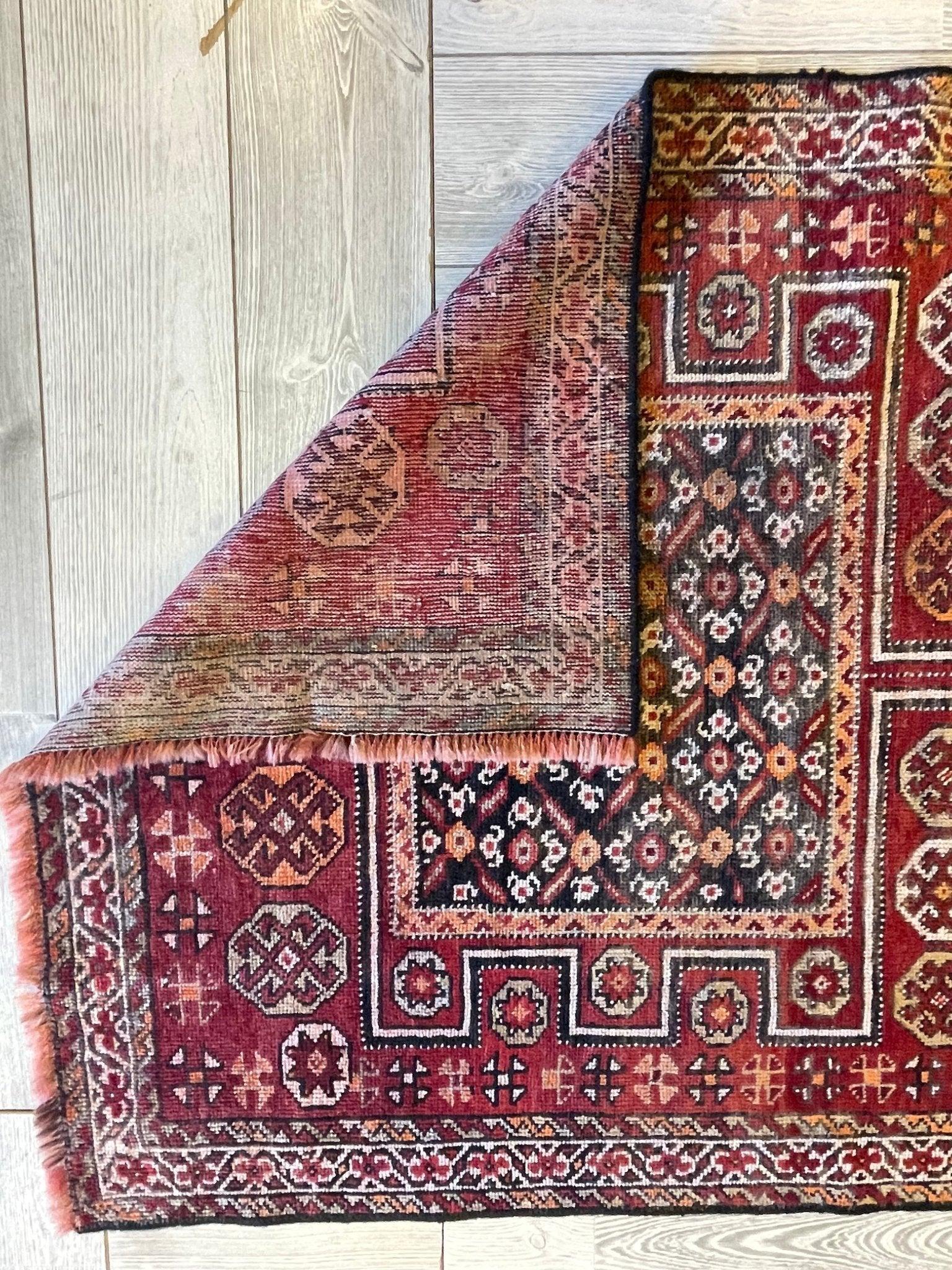 Handmade Vintage Kurdish Quchan Rug 7'8'' x 3'7''