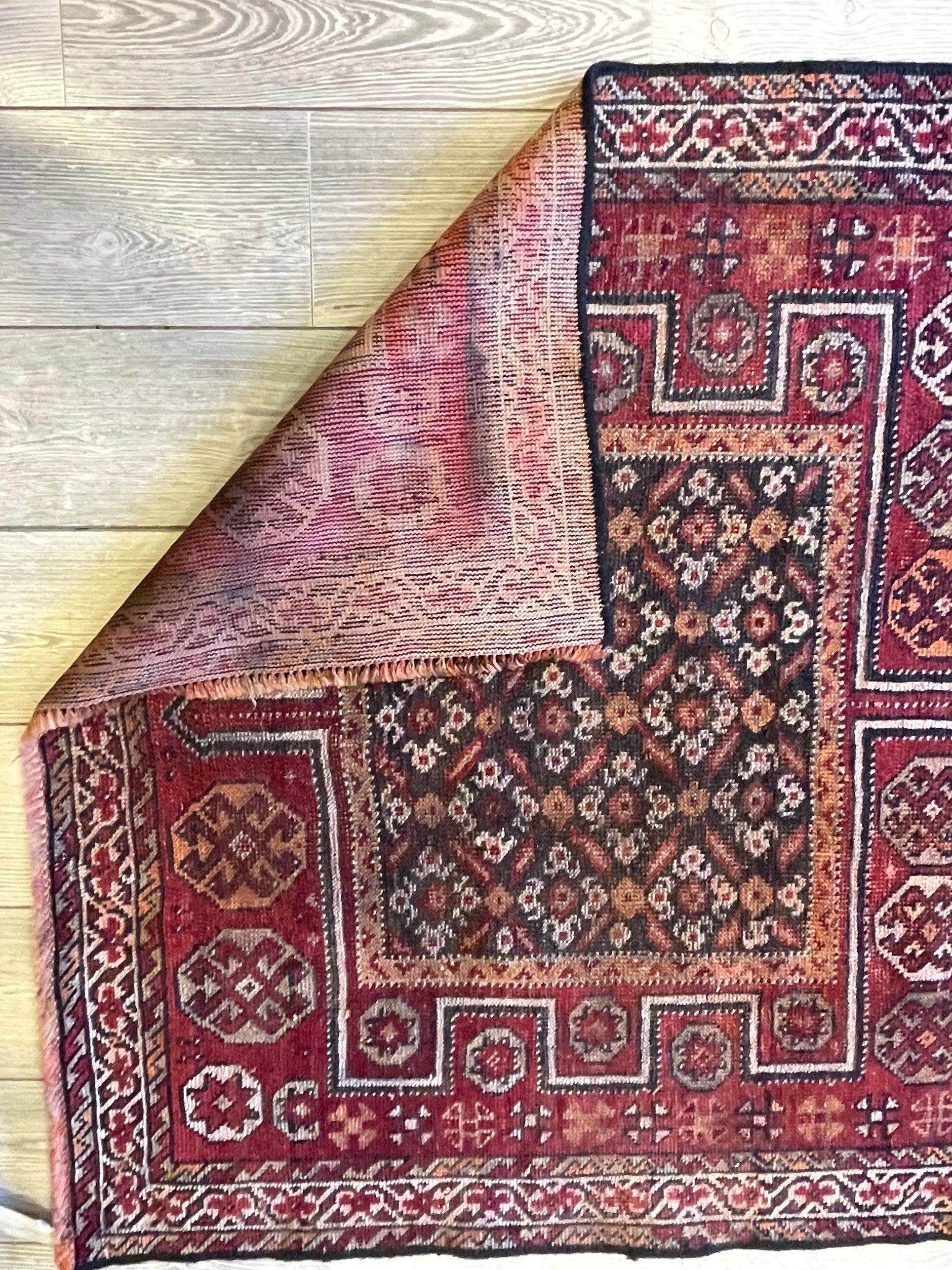 Handmade Vintage Kurdish Quchan Rug 7'8'' x 3'7''