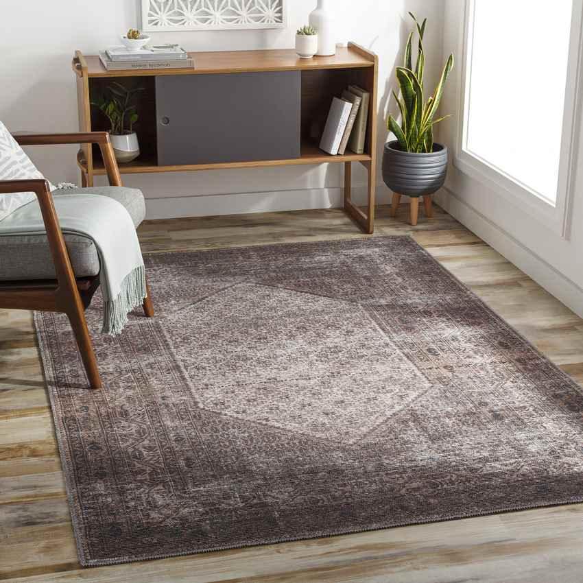 Hayri Traditional Dark Red Washable Area Rug