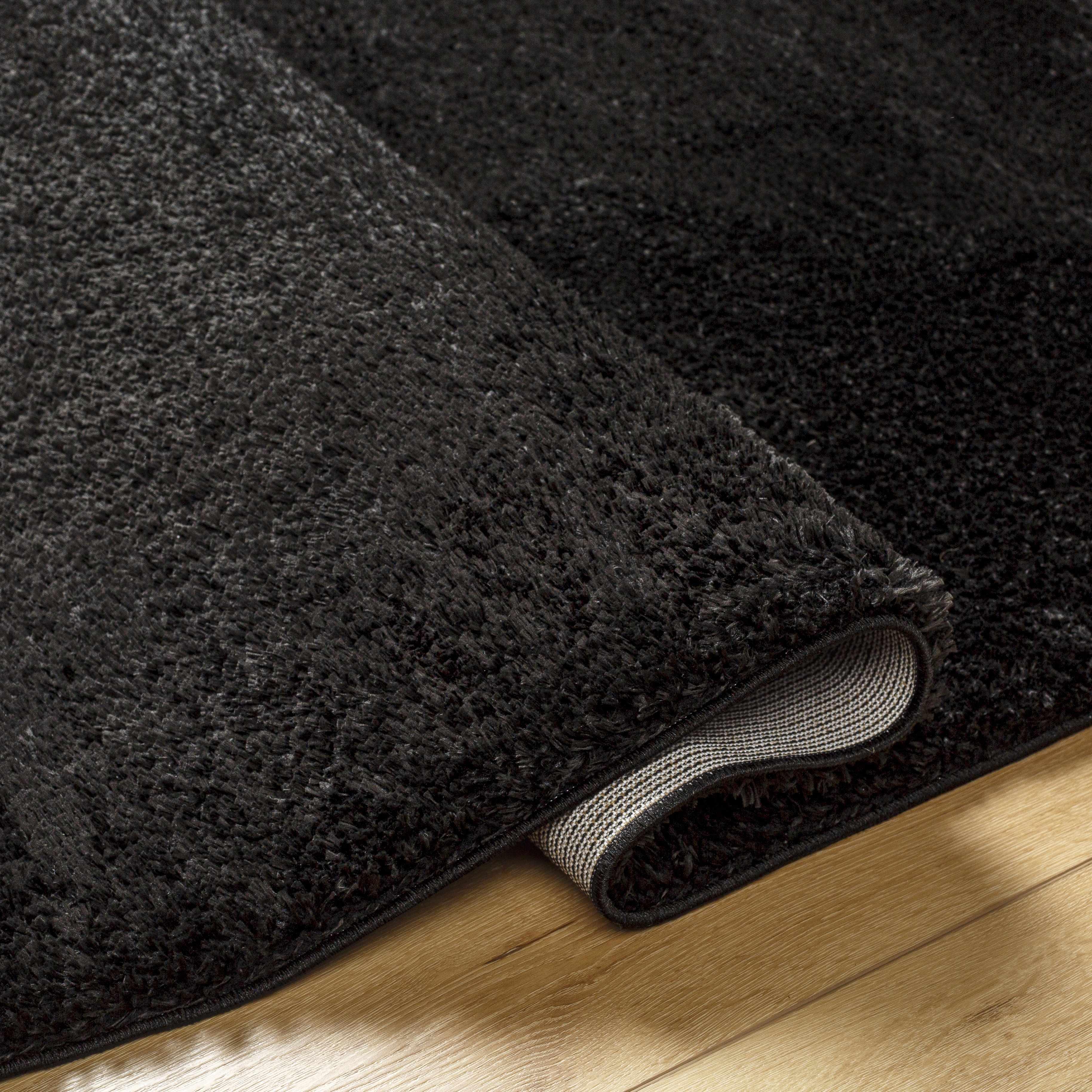 Heavenly Solid Black Plush Rug