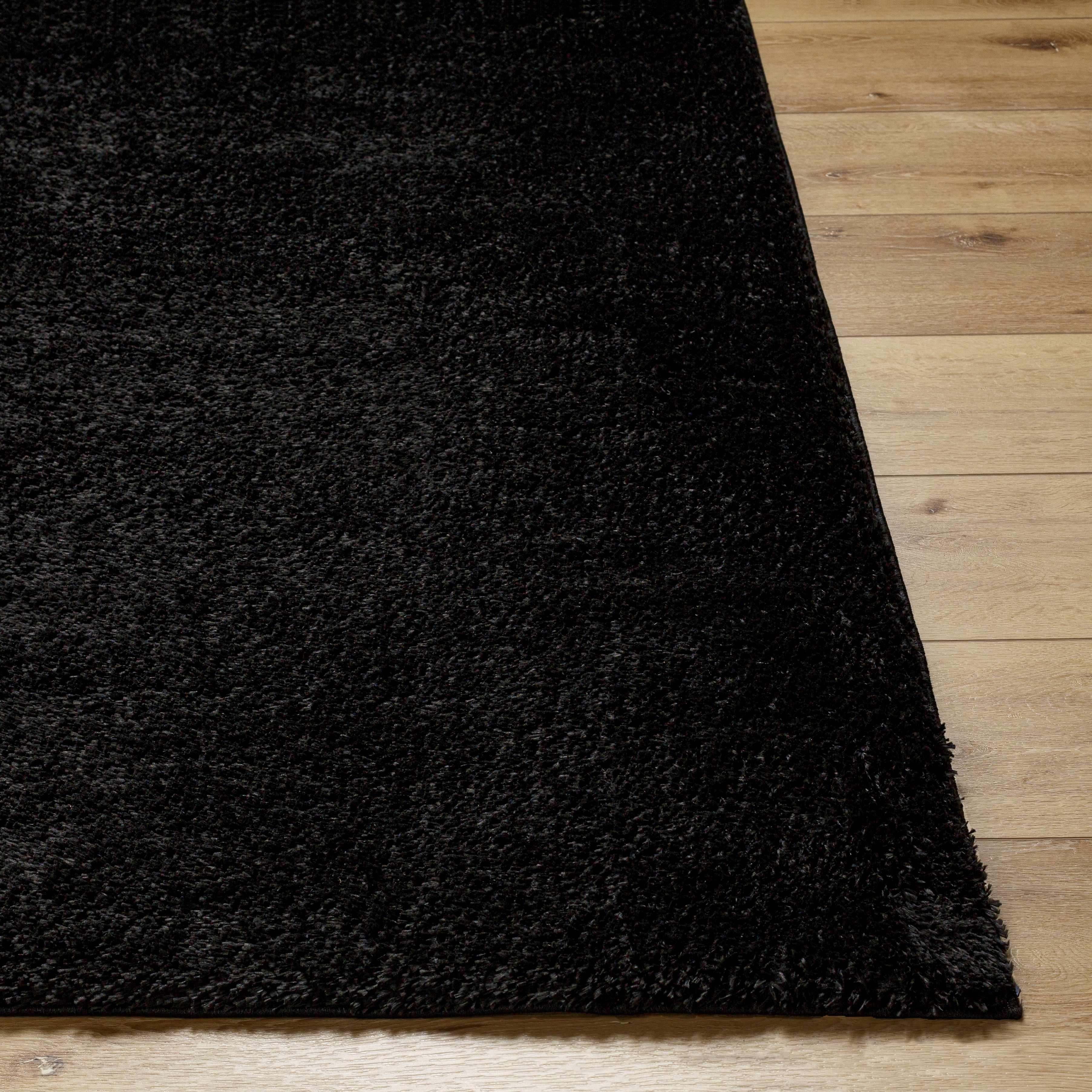 Heavenly Solid Black Plush Rug