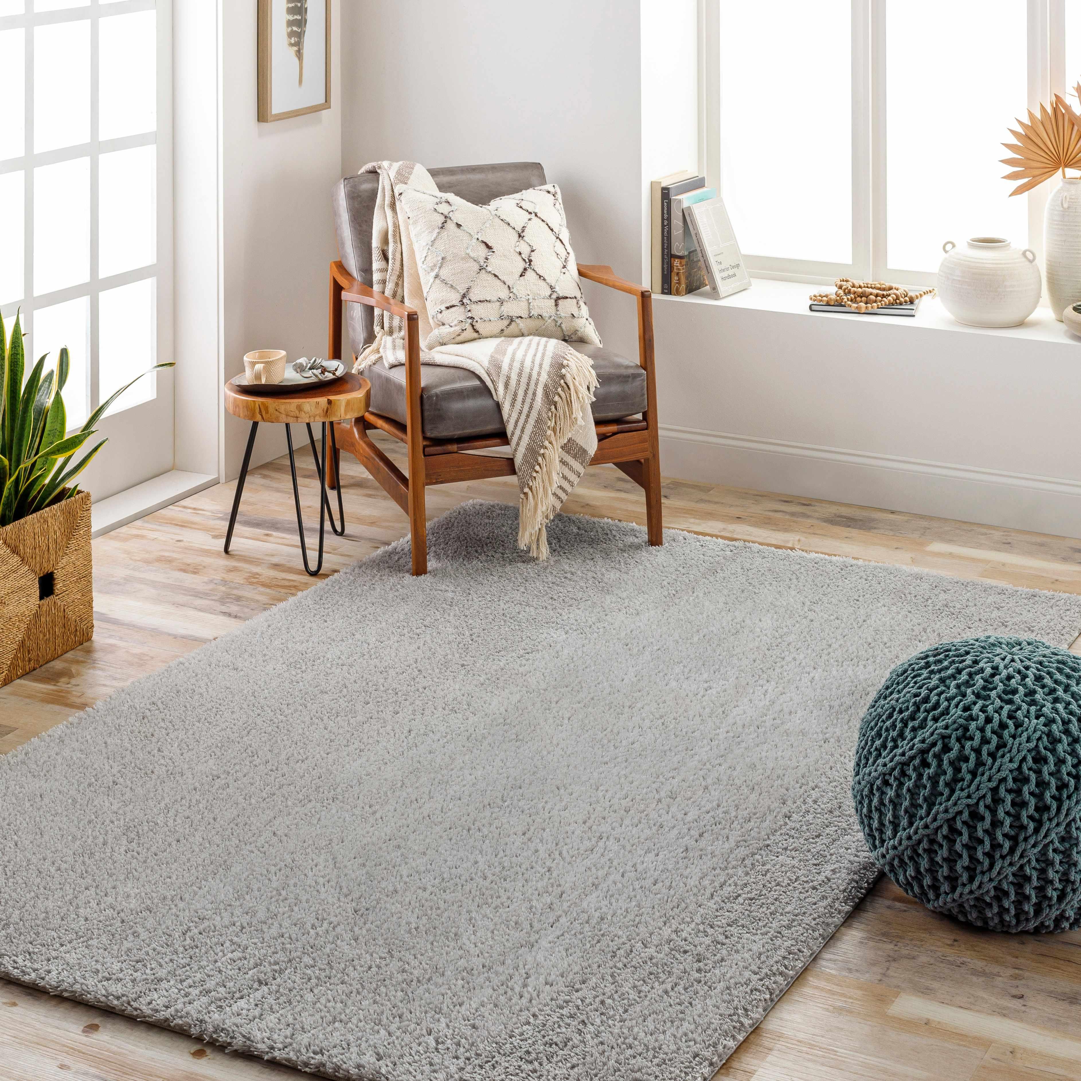 Heavenly Solid Light Gray Plush Rug