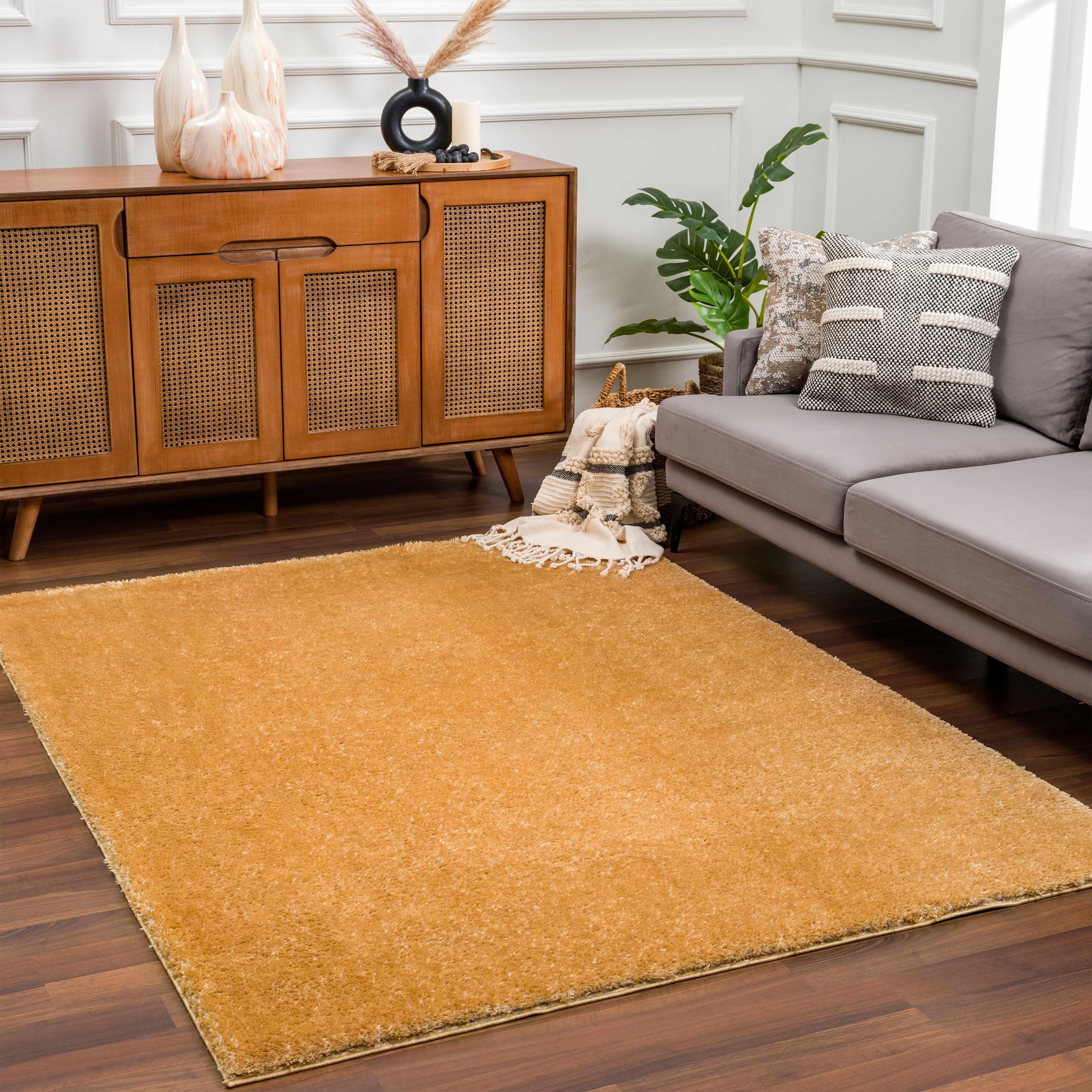 Heavenly Solid Mustard Plush Rug