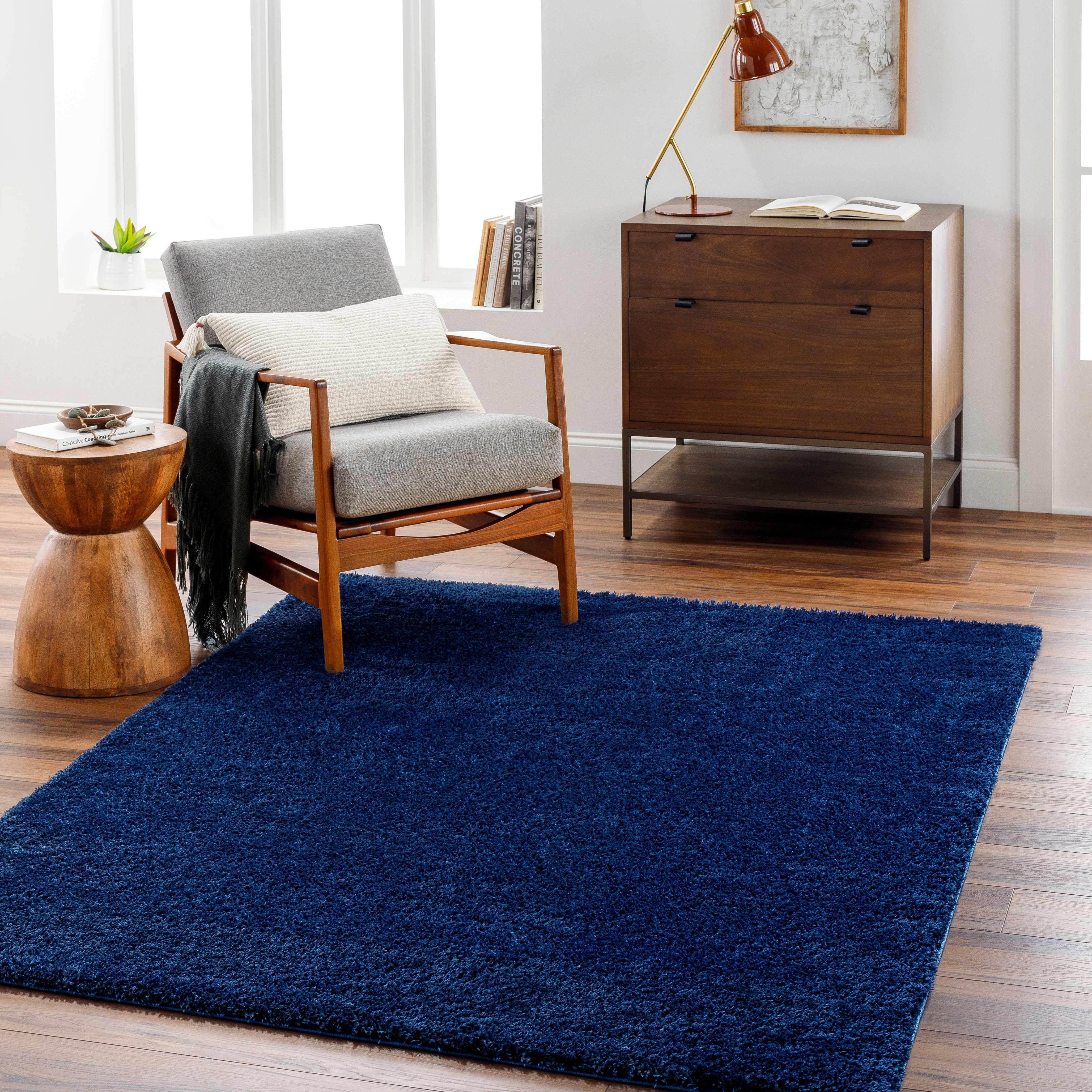 Heavenly Solid Navy Plush Rug