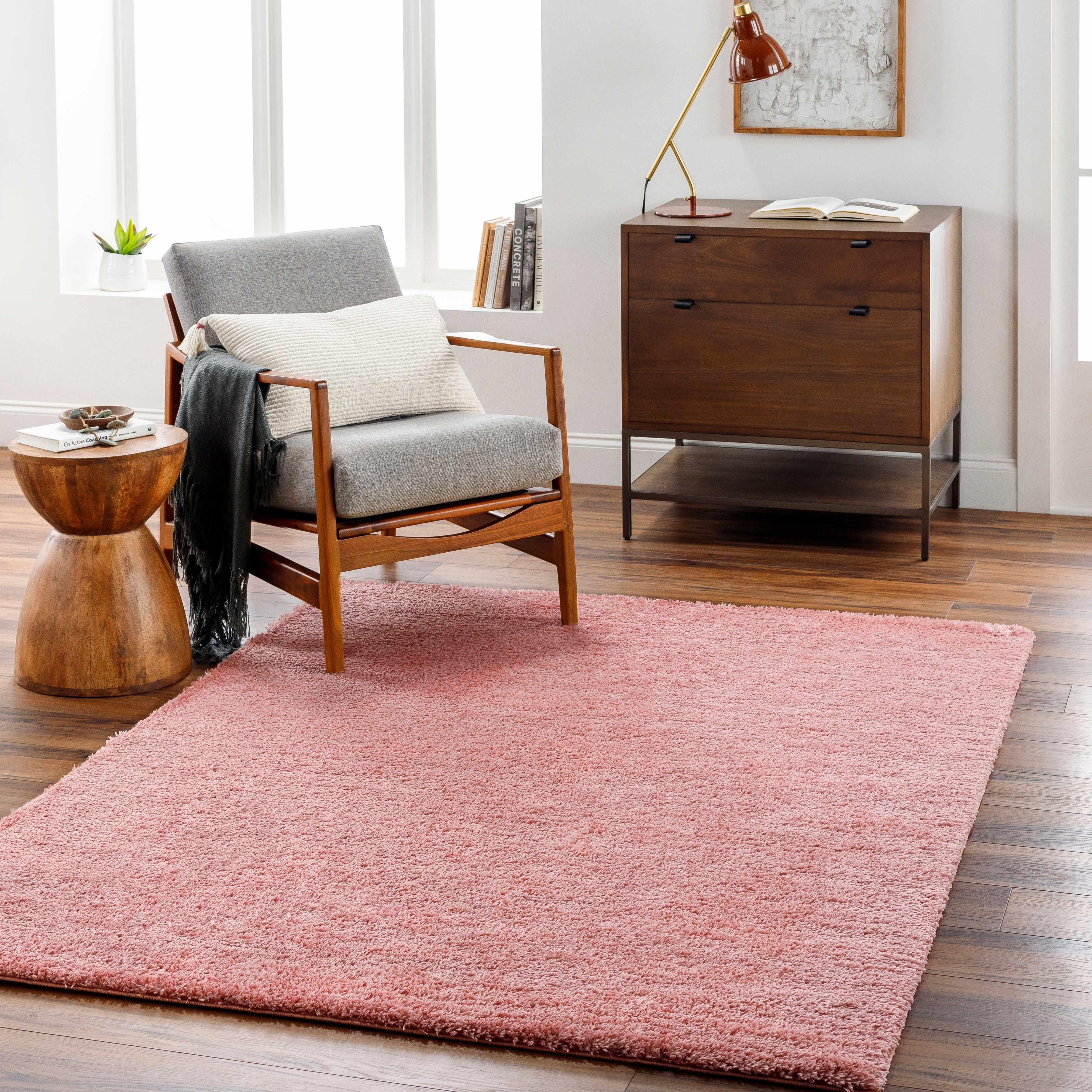 Heavenly Solid Pink Plush Rug