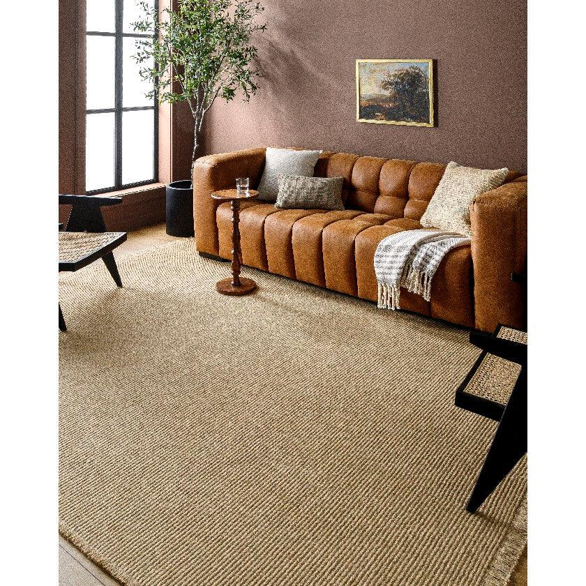 Hendy Solid and Border Camel Area Rug