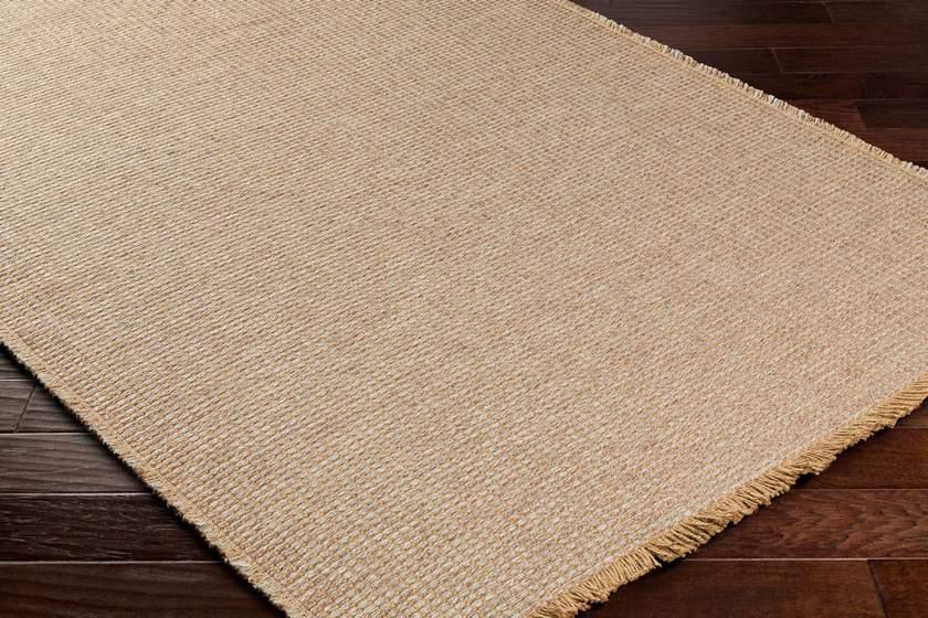 Hendy Solid and Border Taupe Area Rug