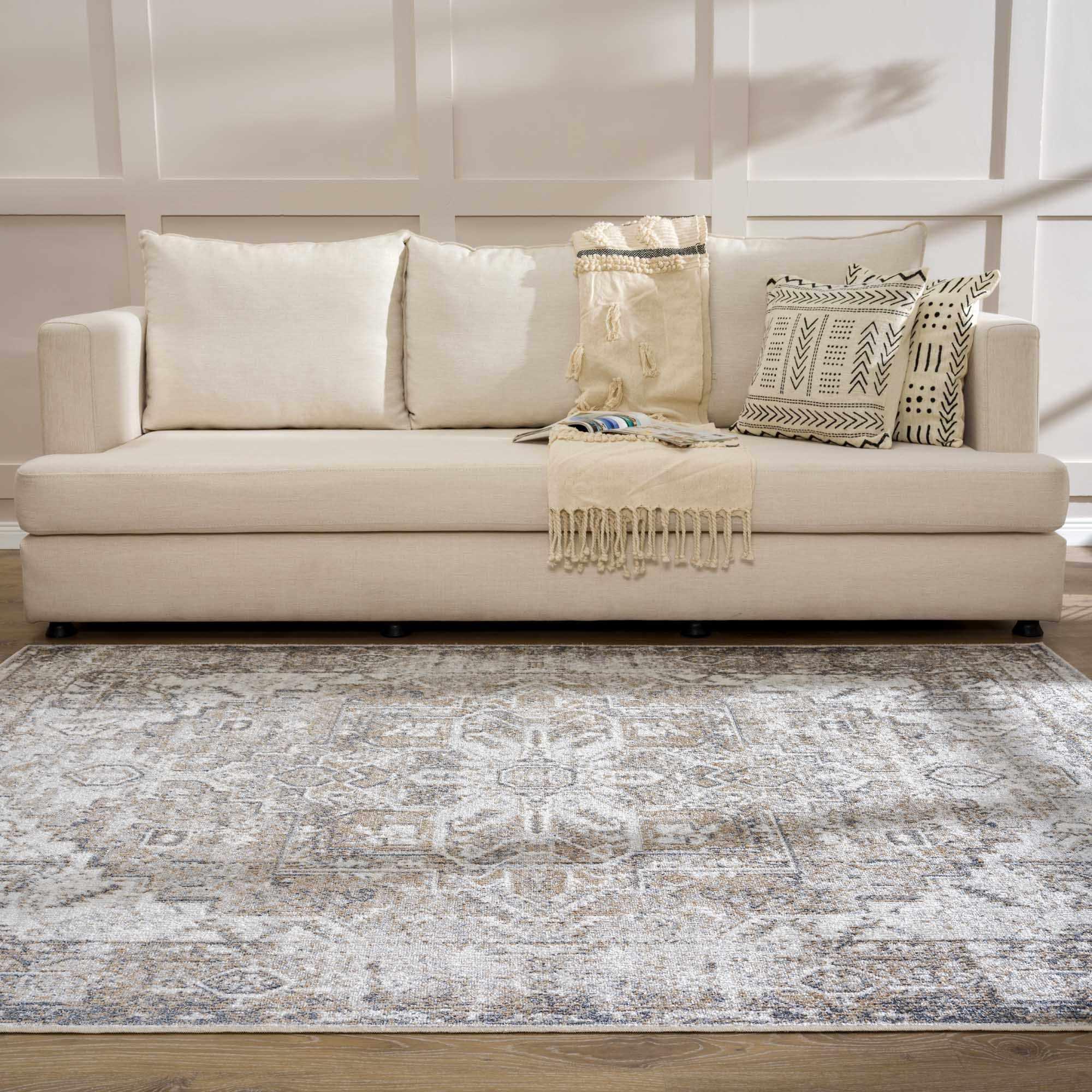 Hera Brown&Cream Washable Area Rug