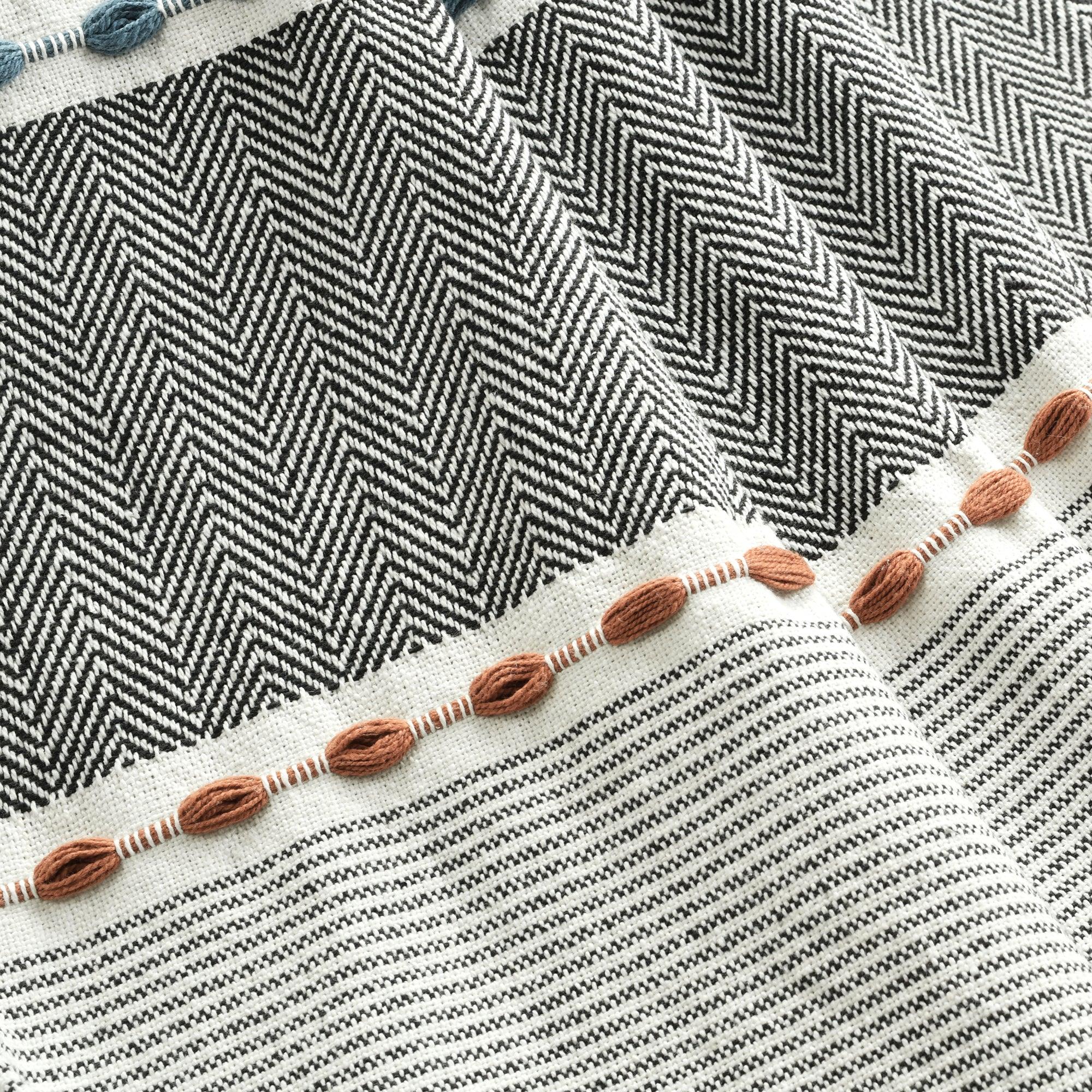 Herringbone Stripe Yarn Dyed Cotton Blanket/Coverlet