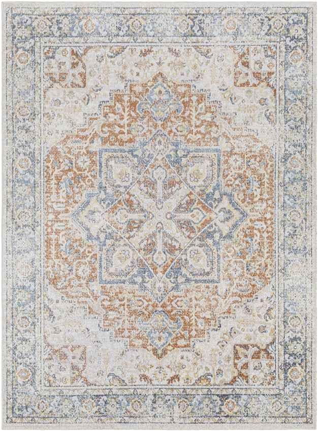 Hollenberg Traditional Burnt Orange Washable Area Rug