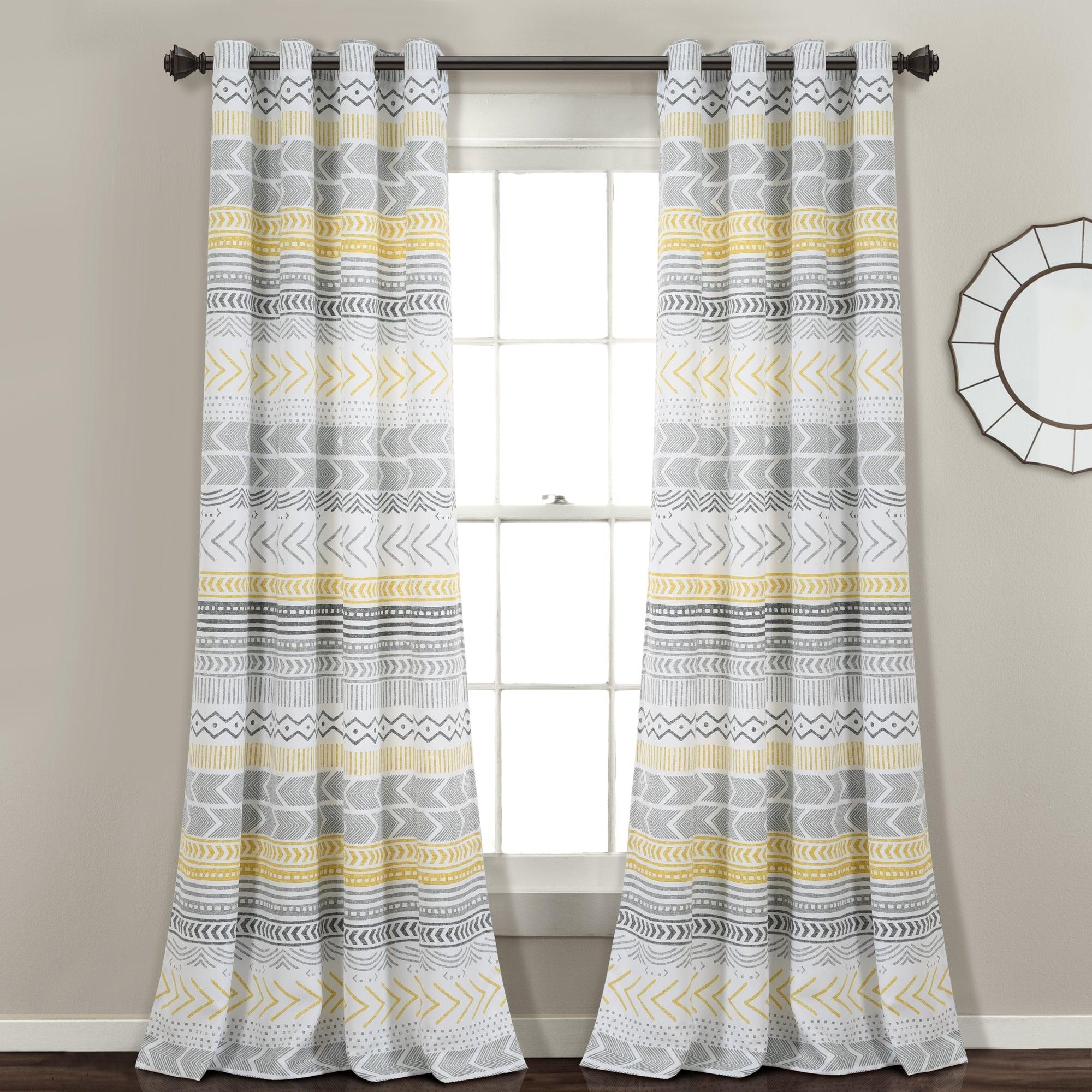 Hygge Geo Light Filtering Window Curtain Panel Set