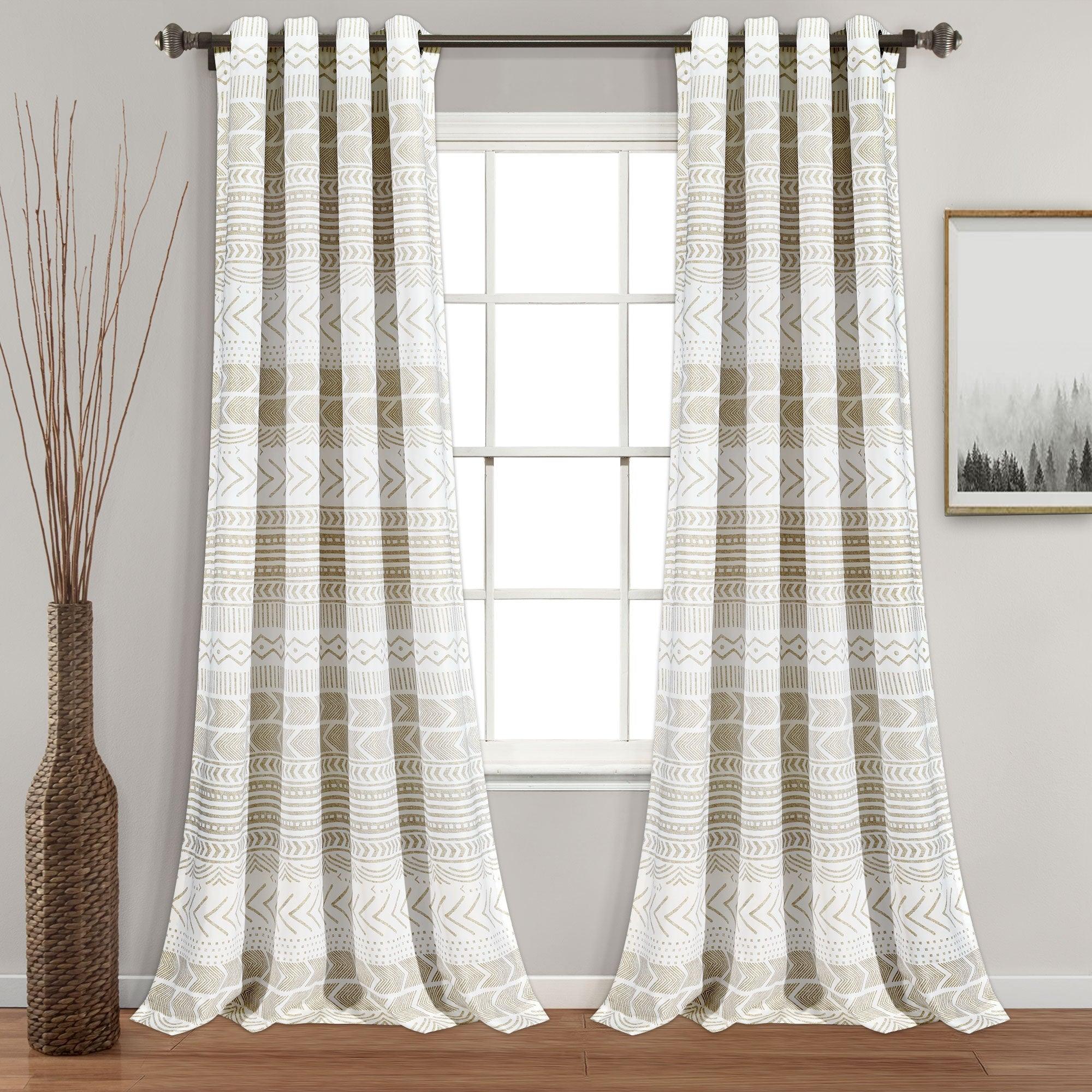 Hygge Geo Light Filtering Window Curtain Panel Set