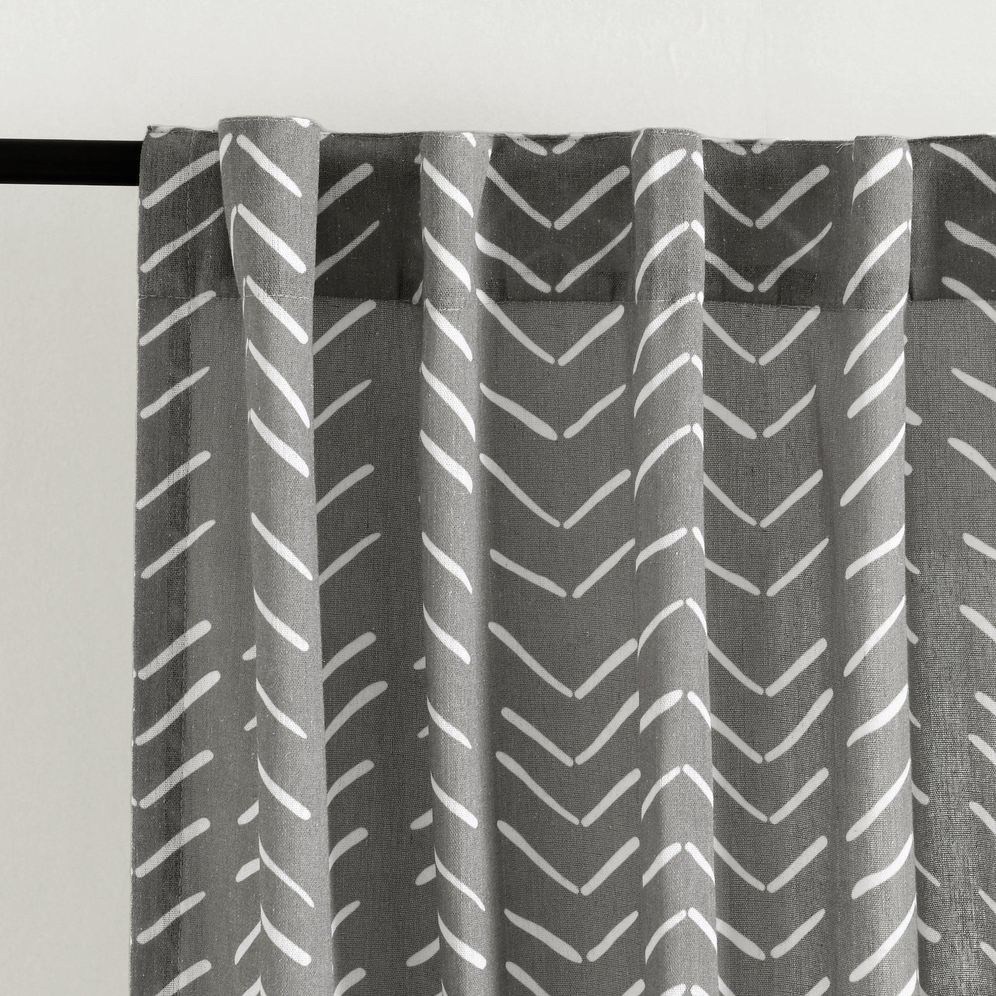 Hygge Modern Arrow Faux Linen Window Curtain Panel Set