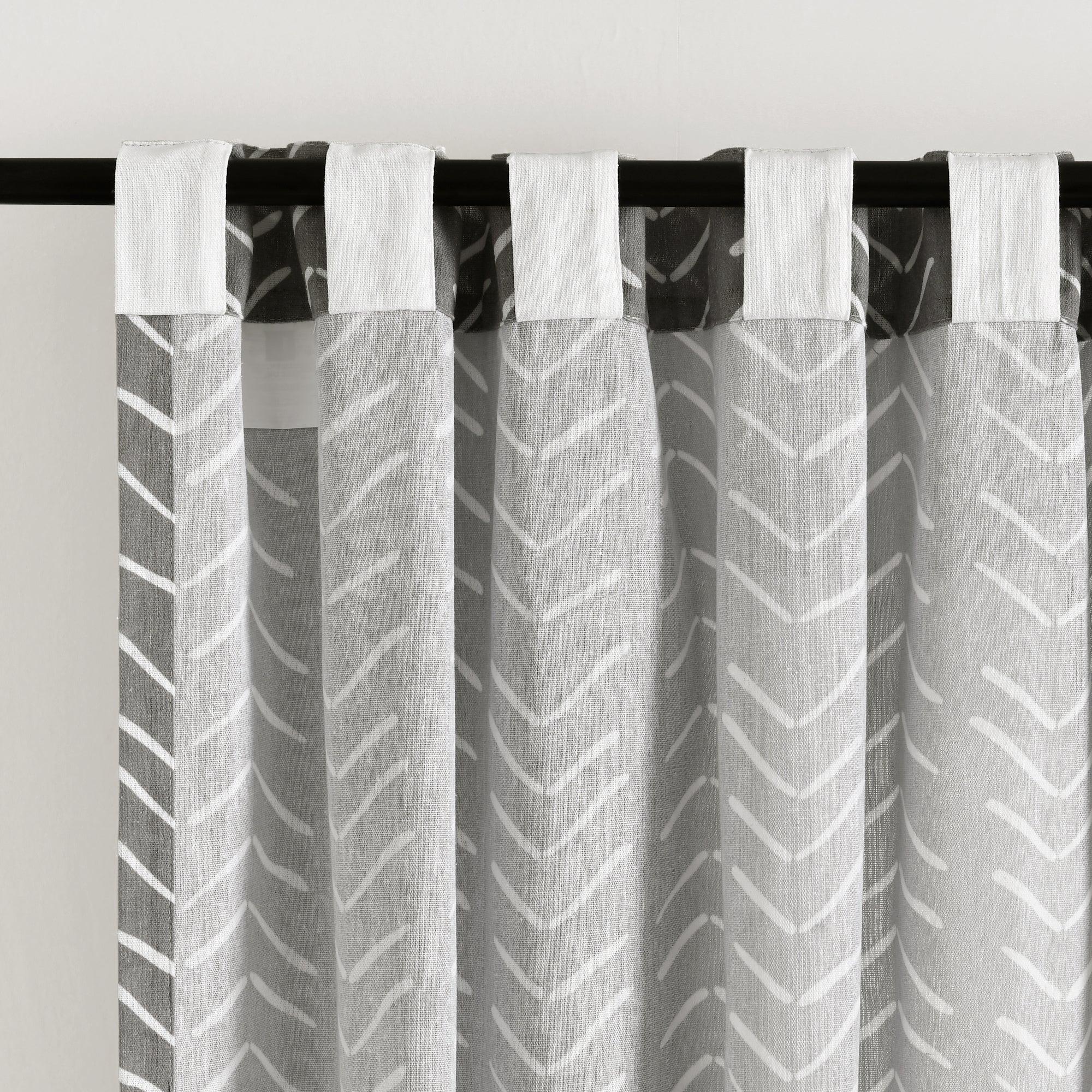 Hygge Modern Arrow Faux Linen Window Curtain Panel Set