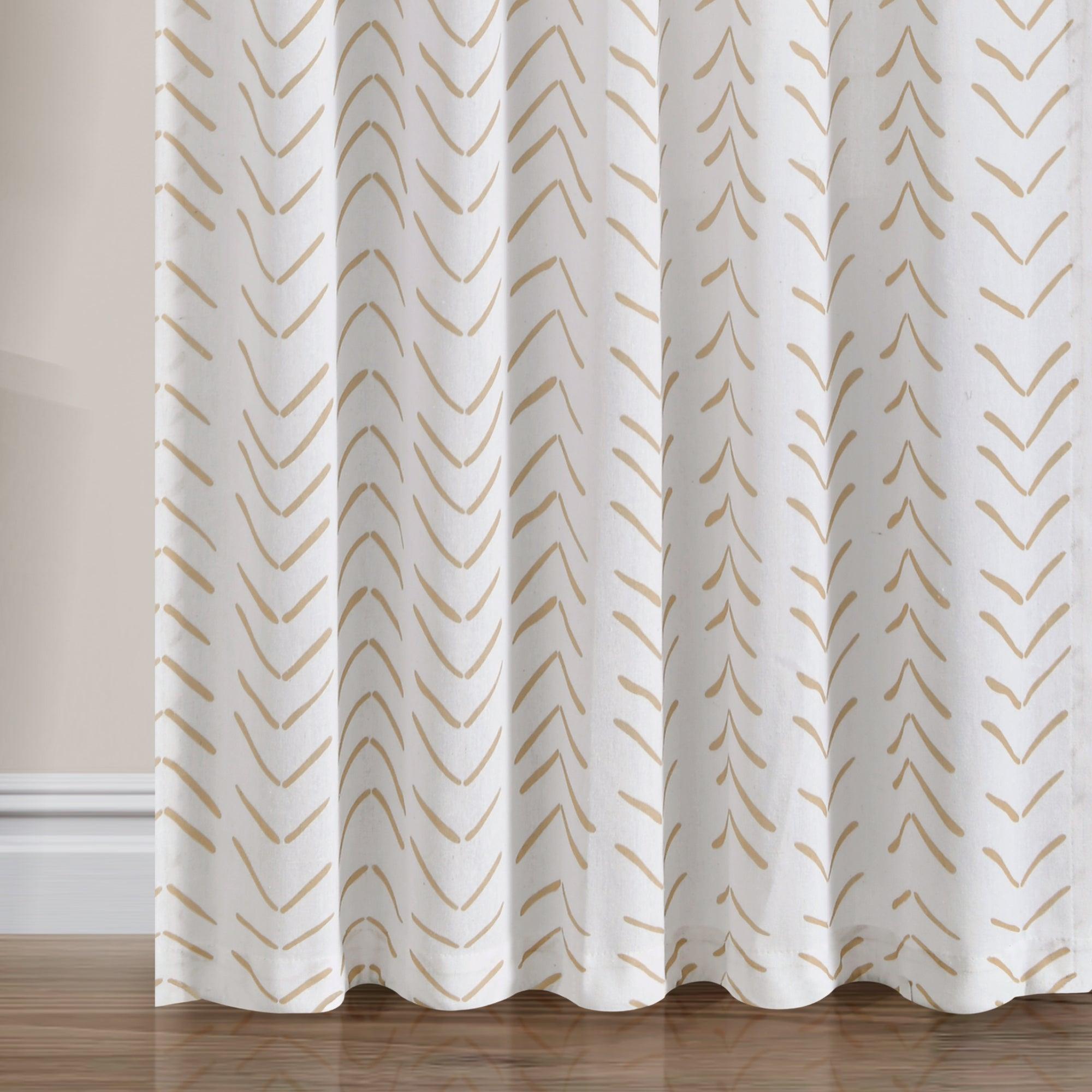 Hygge Modern Arrow Faux Linen Window Curtain Panel Set