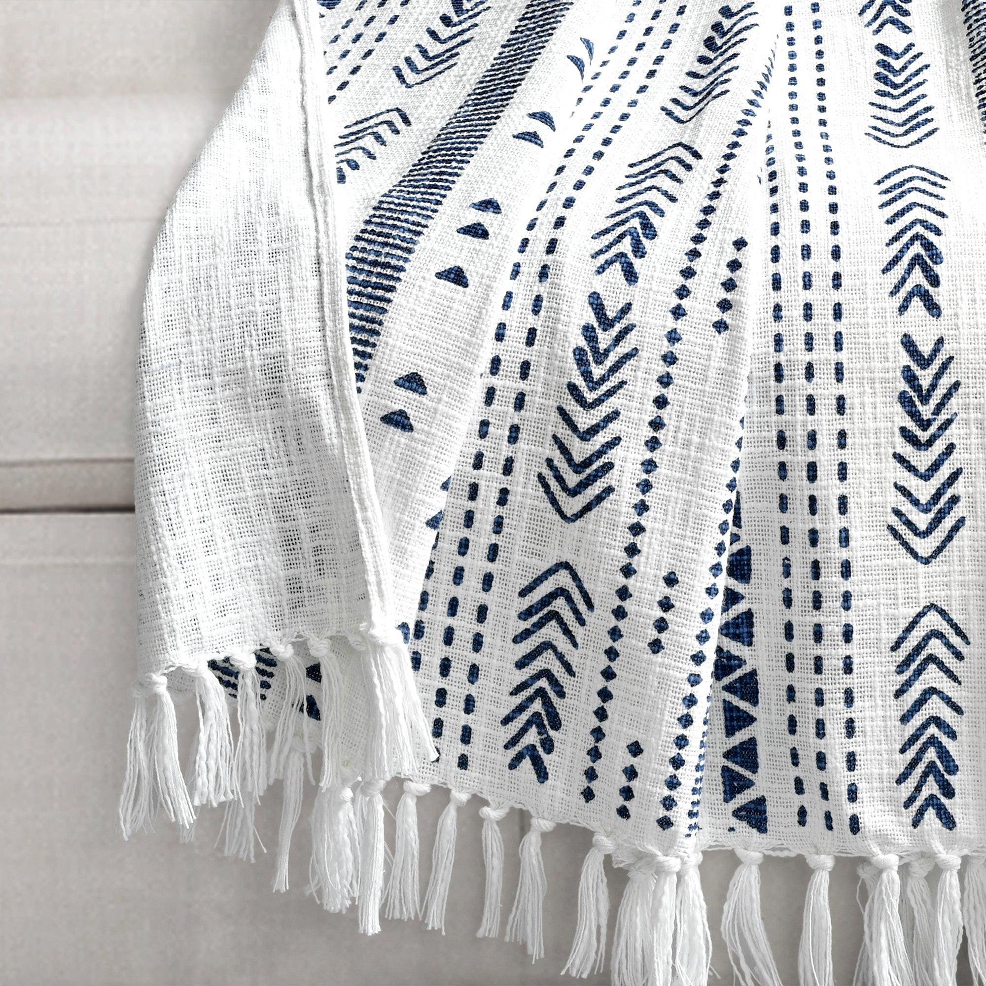 Hygge Stripe Cotton Slub Tassel Fringe Throw