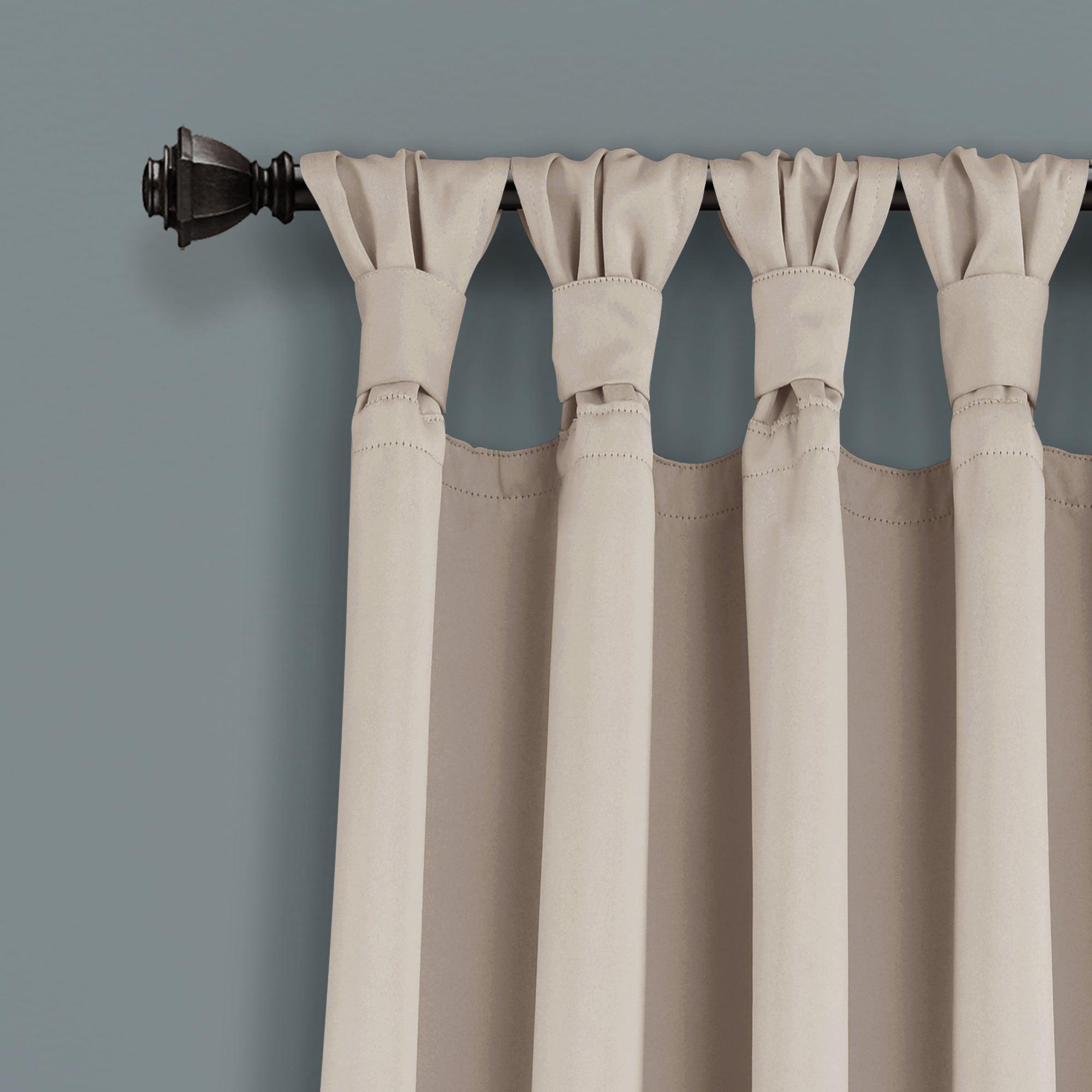 Insulated Knotted Tab Top Blackout Window Curtain Panel Set