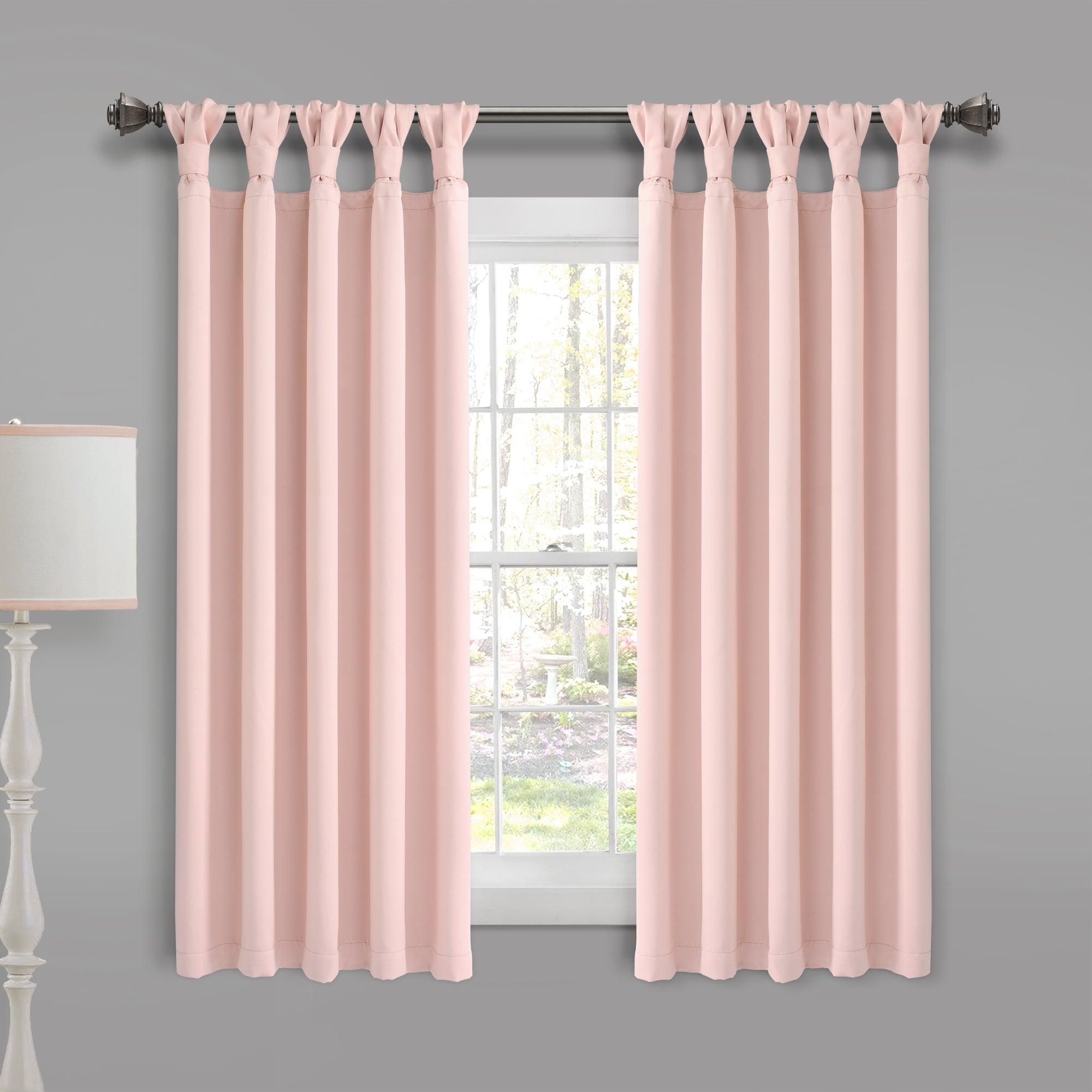 Insulated Knotted Tab Top Blackout Window Curtain Panel Set