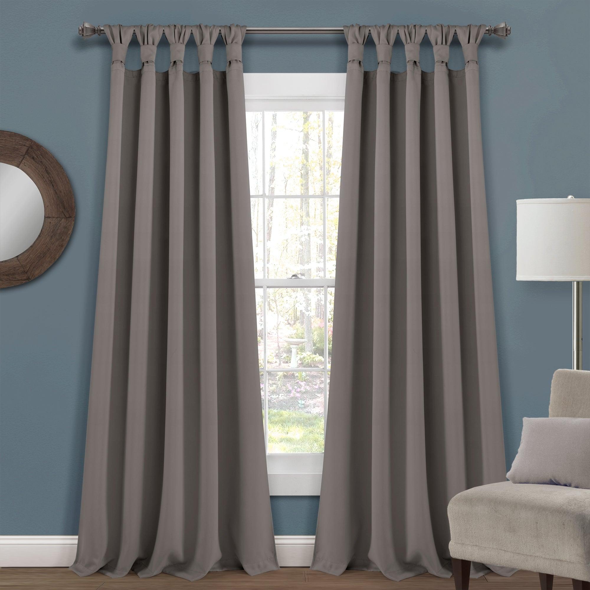 Insulated Knotted Tab Top Blackout Window Curtain Panel Set