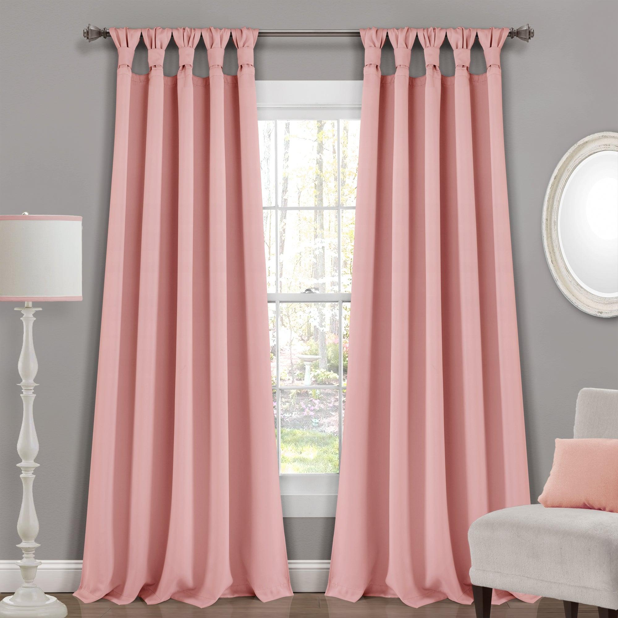 Insulated Knotted Tab Top Blackout Window Curtain Panel Set