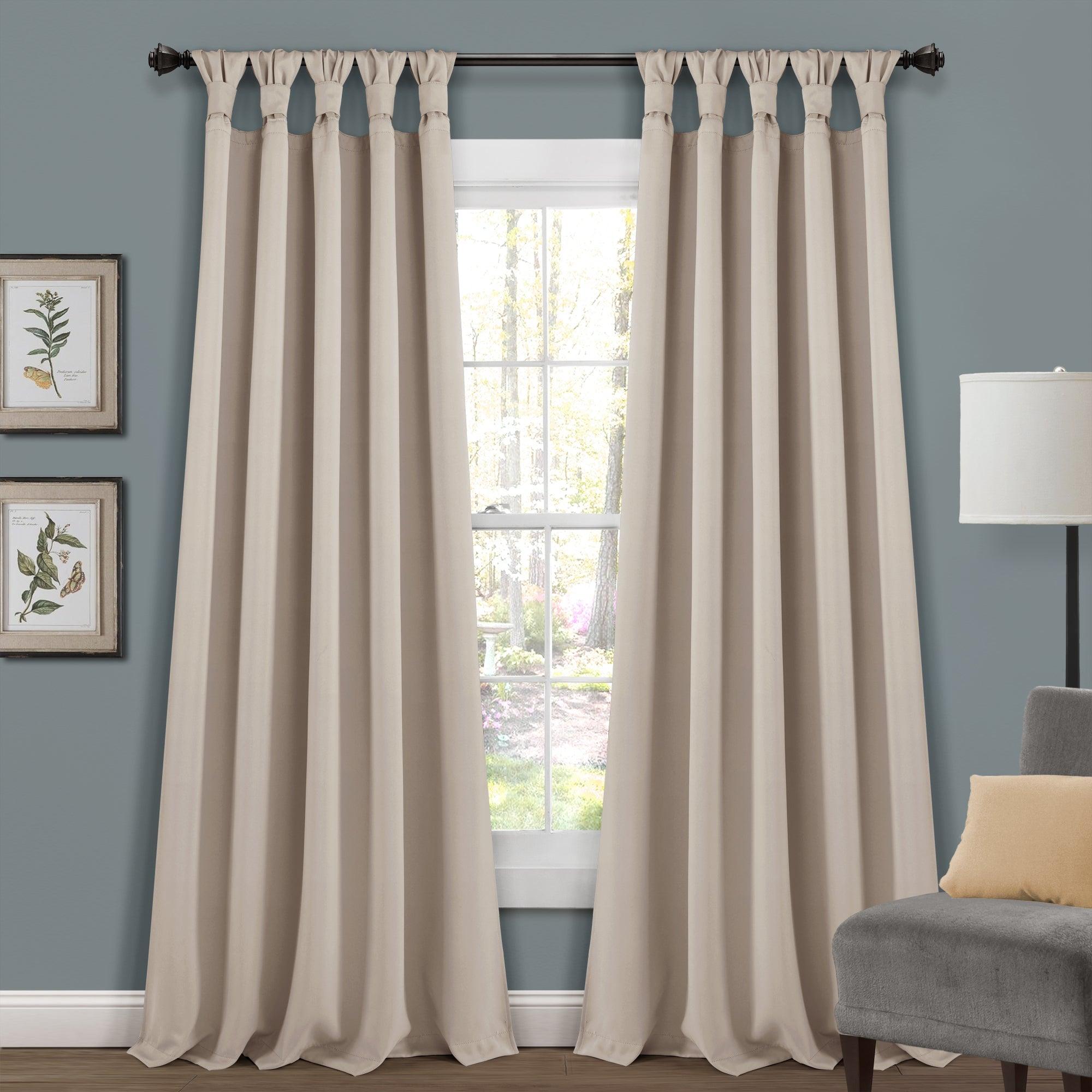 Insulated Knotted Tab Top Blackout Window Curtain Panel Set