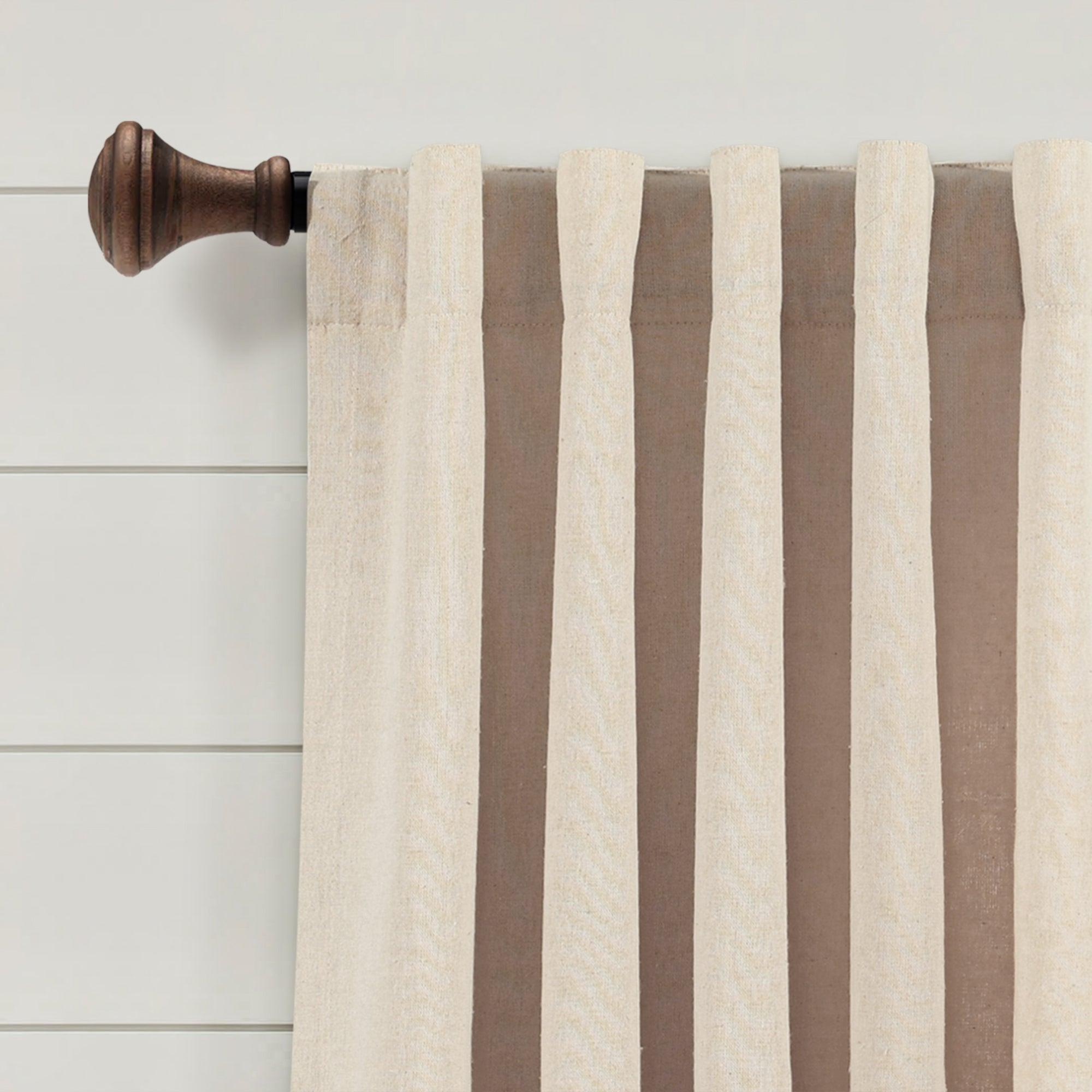 Ivy Tassel Faux Linen Window Curtain Panel Set